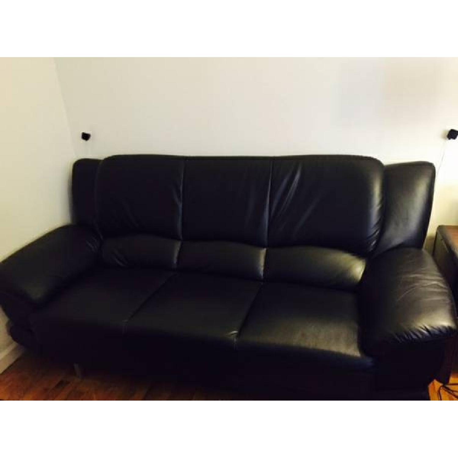 Black Leather 3 Seater + Loveseat - image-3