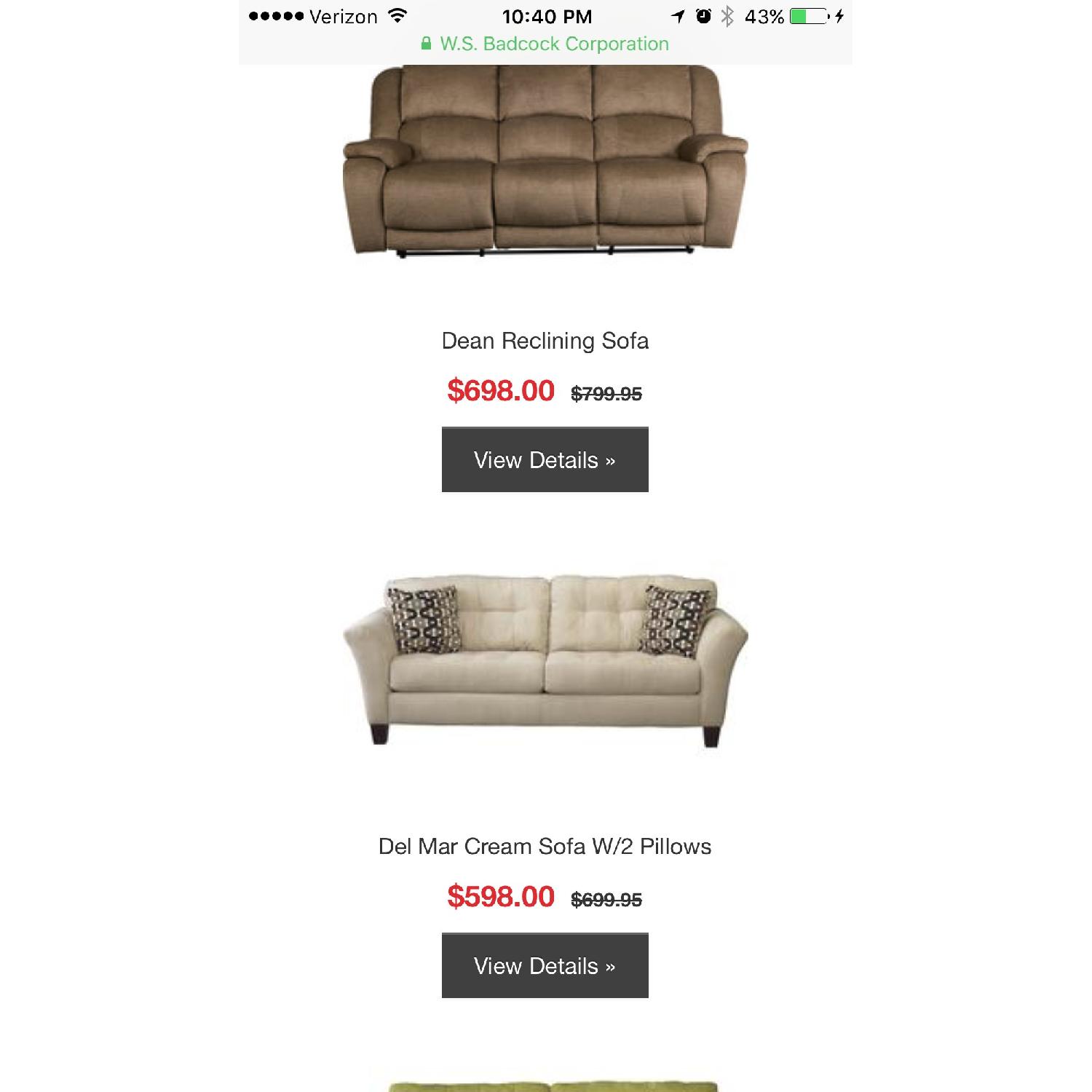 Badcock Cream Microsuede Couch - image-2