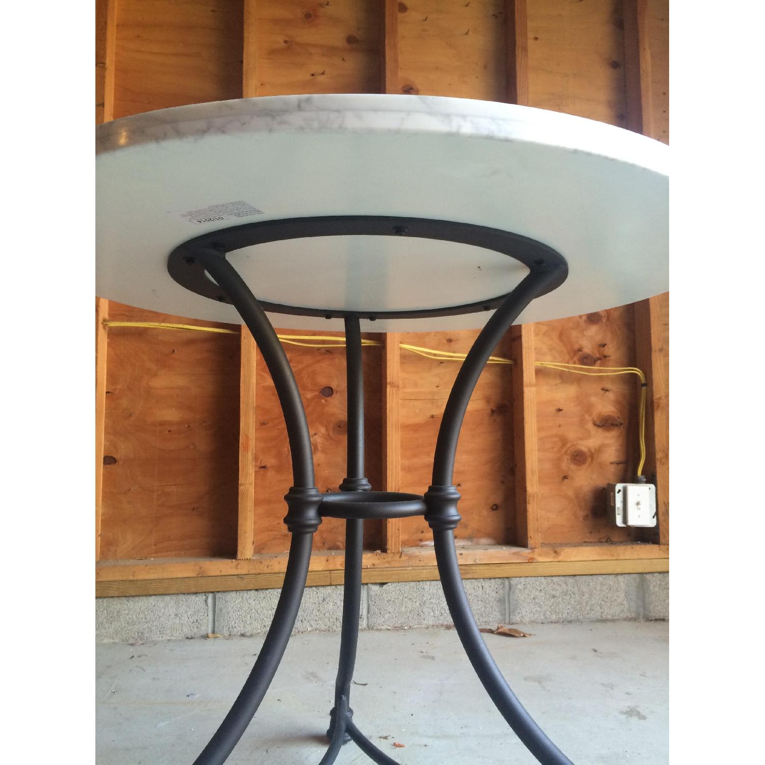 Crate & Barrel French Kitchen Marble Round Bistro Table w/ 2 Chairs - image-6