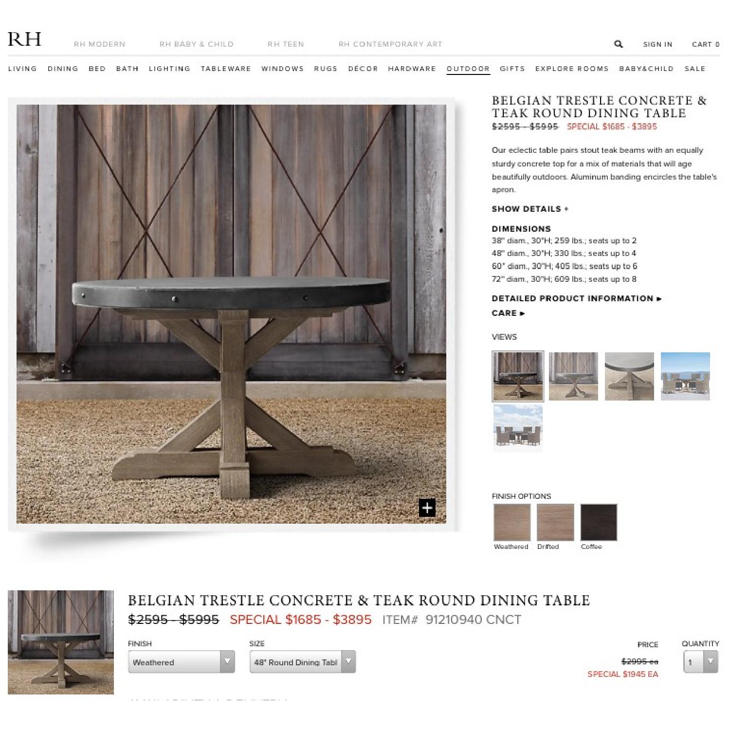 Restoration Hardware Belgian Trestle Round Table - image-2
