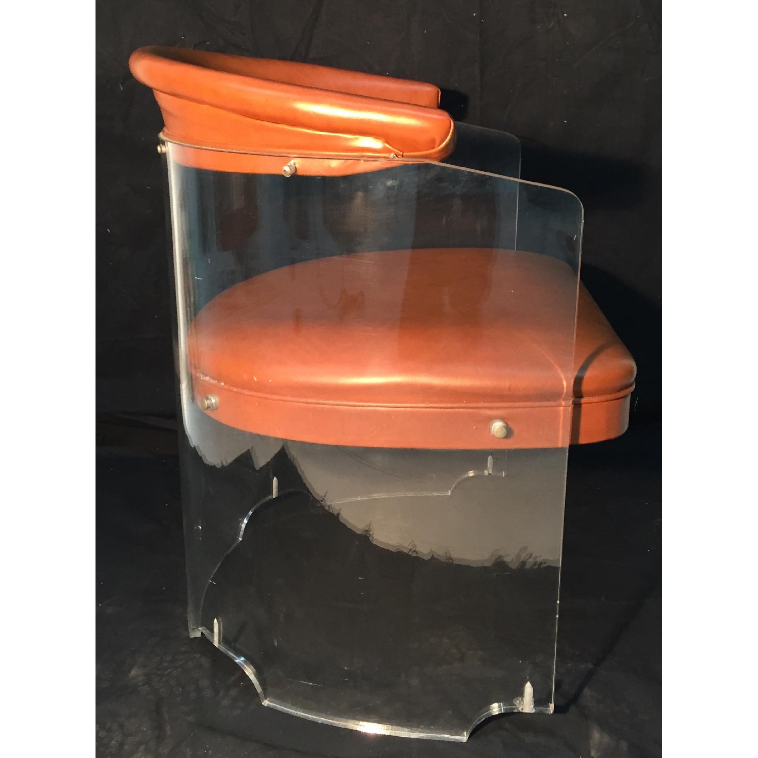 Hill Manufacturing Co. Mid-Century Modern Lucite Tub Chairs w/ Vinyl Upholstery - Pair - image-3