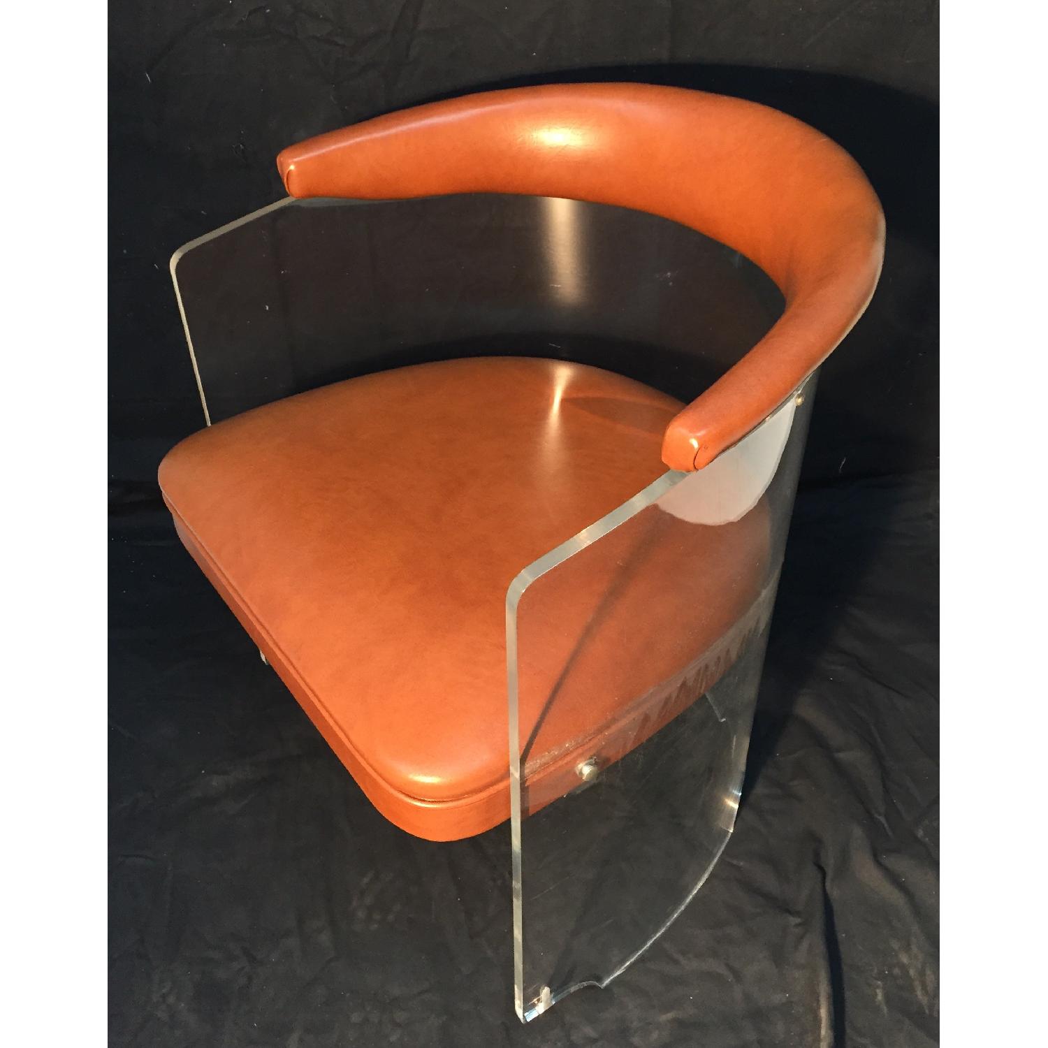 Hill Manufacturing Co. Mid-Century Modern Lucite Tub Chairs w/ Vinyl Upholstery - Pair - image-5