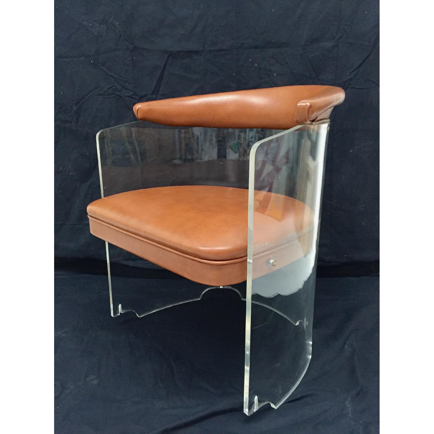 Hill Manufacturing Co. Mid-Century Modern Lucite Tub Chairs w/ Vinyl Upholstery - Pair - image-6