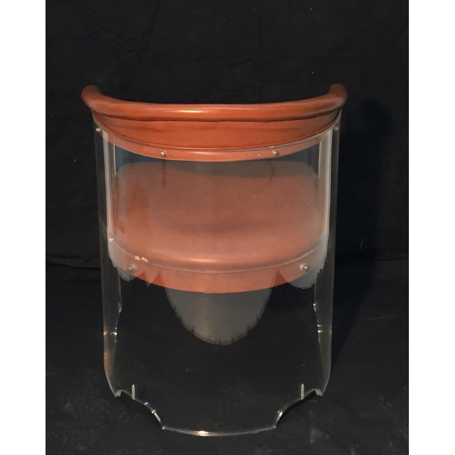 Hill Manufacturing Co. Mid-Century Modern Lucite Tub Chairs w/ Vinyl Upholstery - Pair - image-7