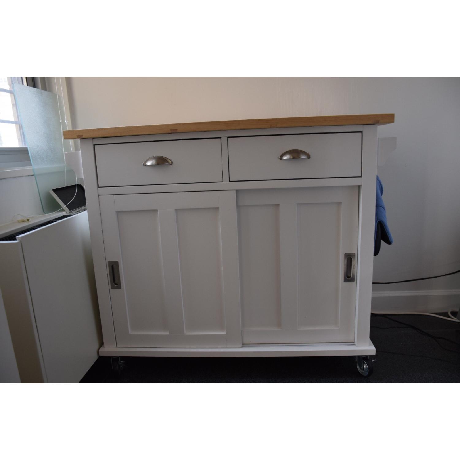 Crate & Barrel Belmont White Kitchen Island Cart - image-2