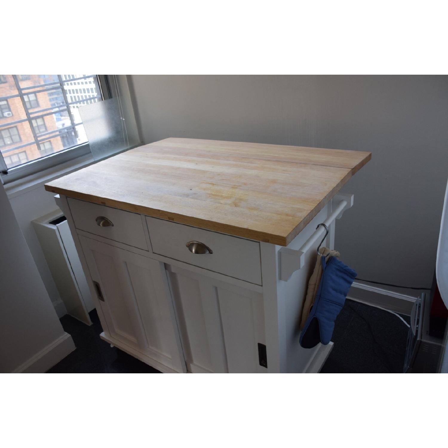 Crate & Barrel Belmont White Kitchen Island Cart - image-3