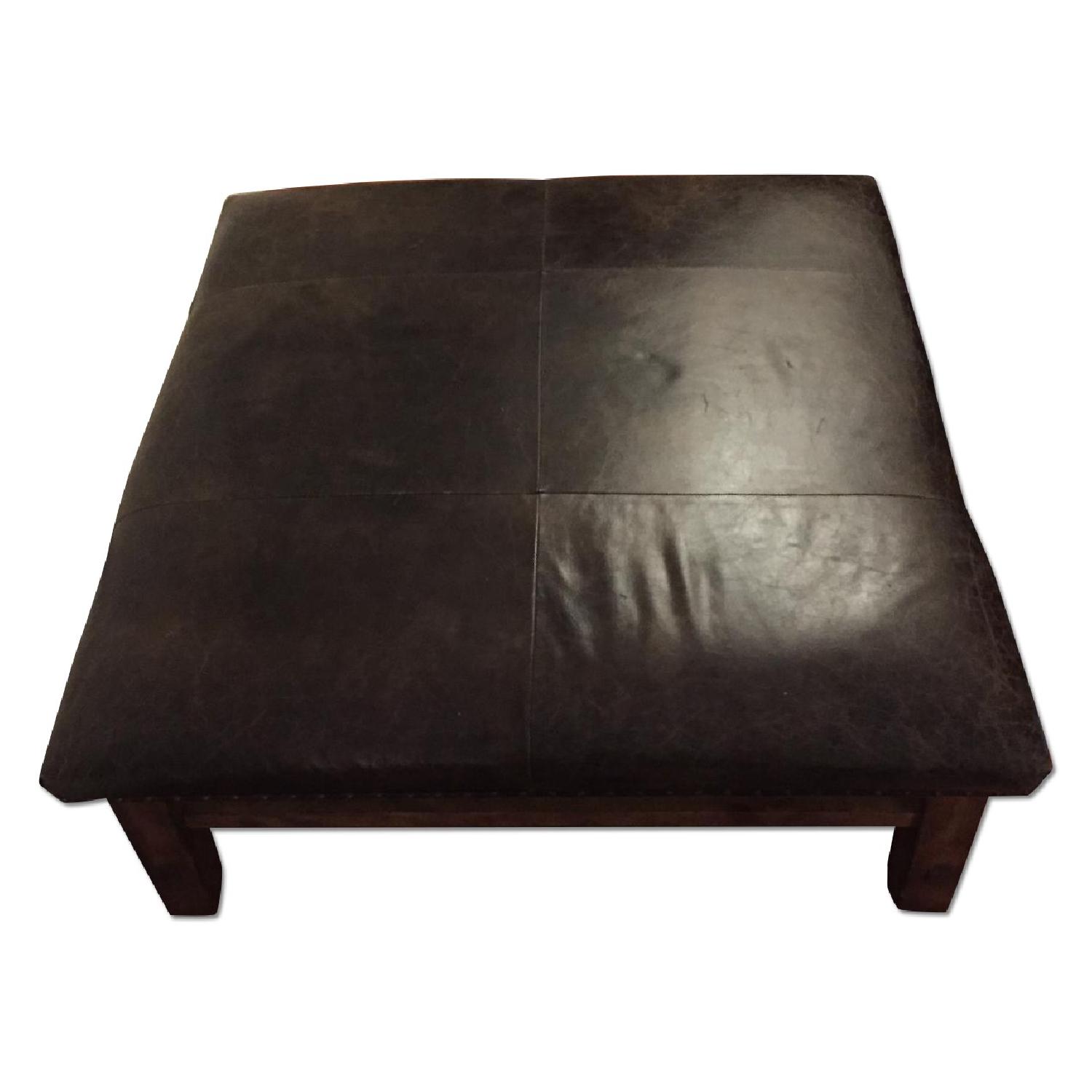 Pottery Barn Leather Ottoman Coffee Table - image-0