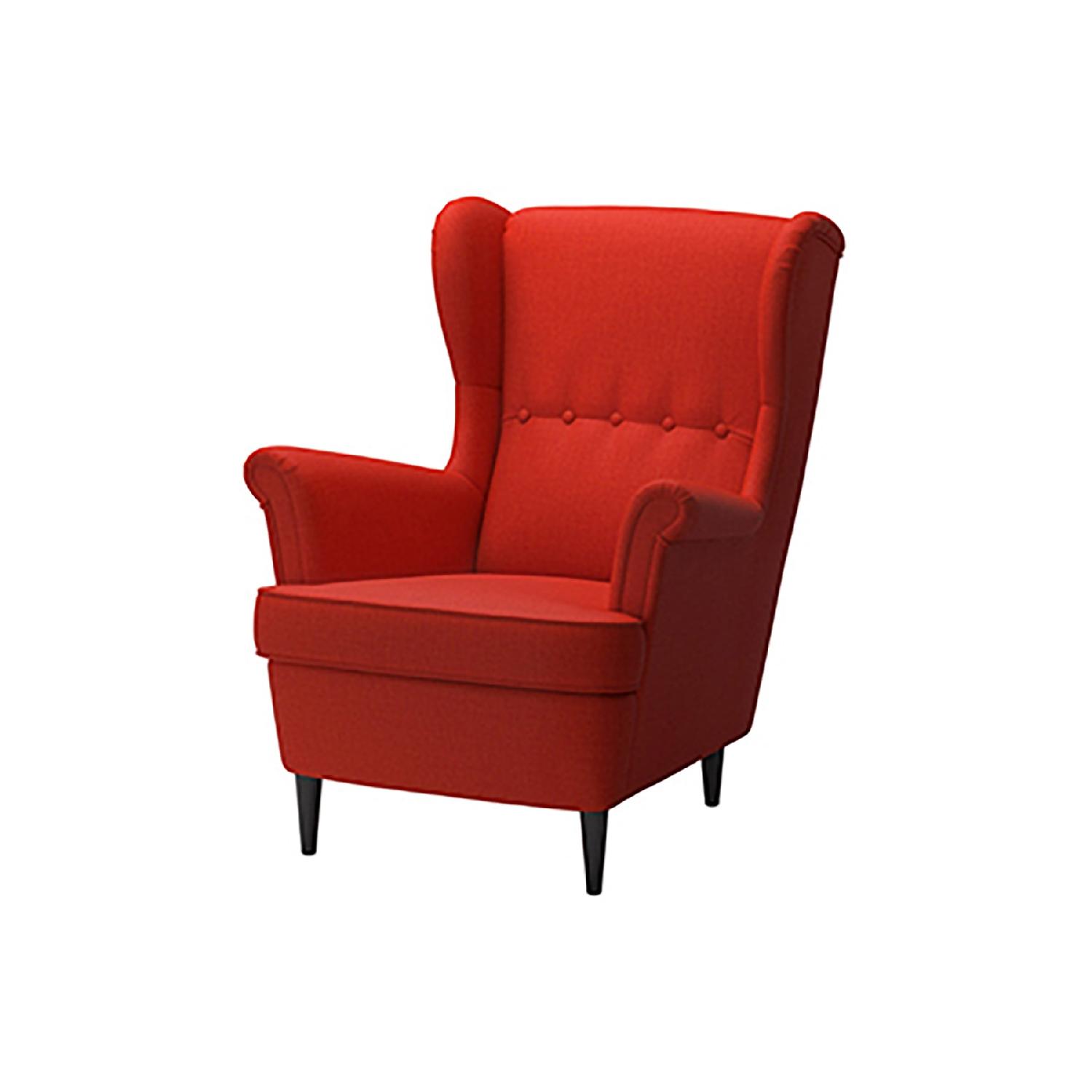 Ikea Strandmon Big Bertha Blood Orange Wingback Chair - image-1