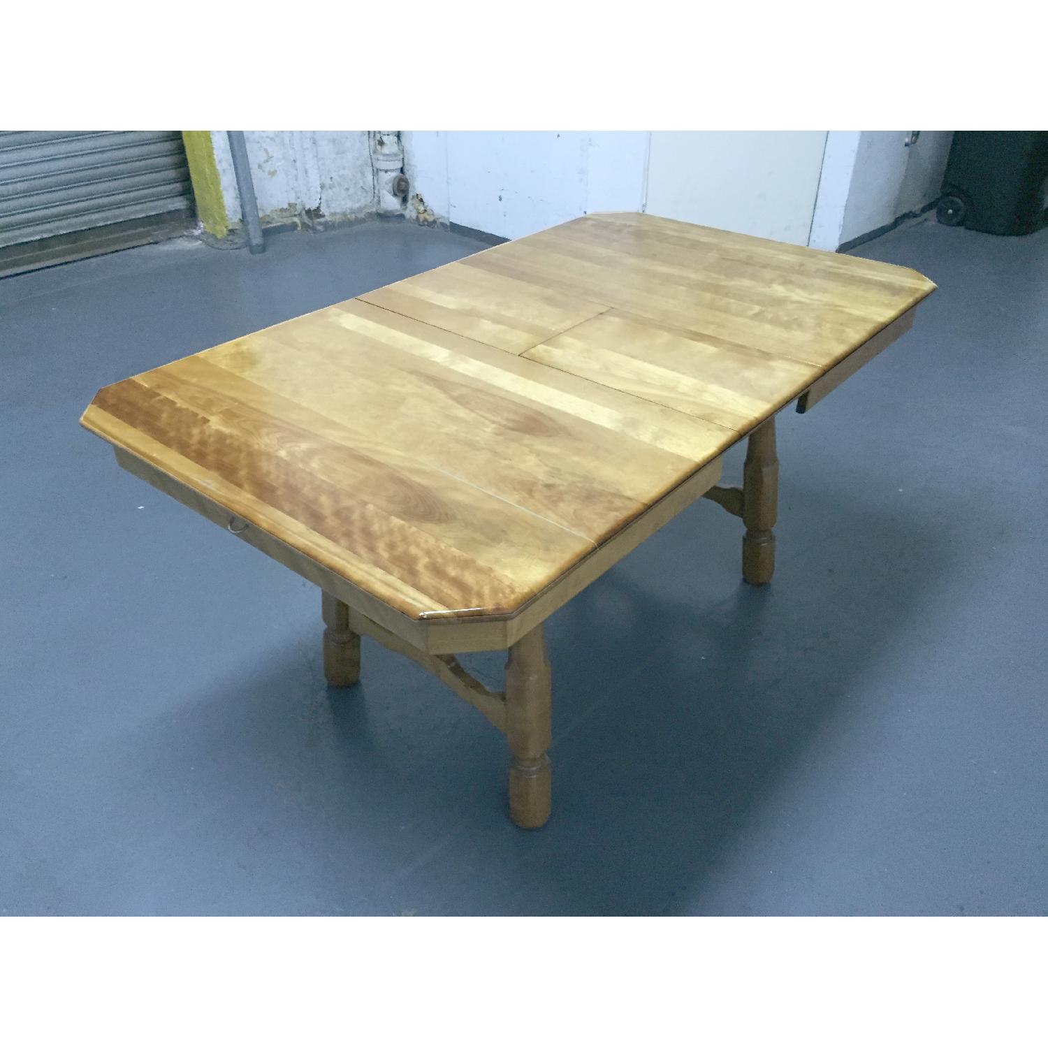 Vintage Solid Wood Kitchen Table w/ Pullout Leaf - AptDeco