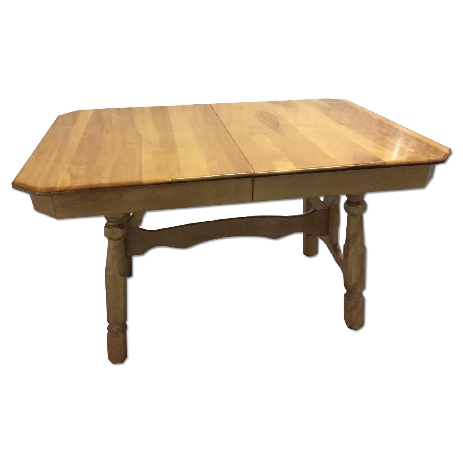 Vintage Solid Wood Kitchen Table w/ Pullout Leaf - AptDeco