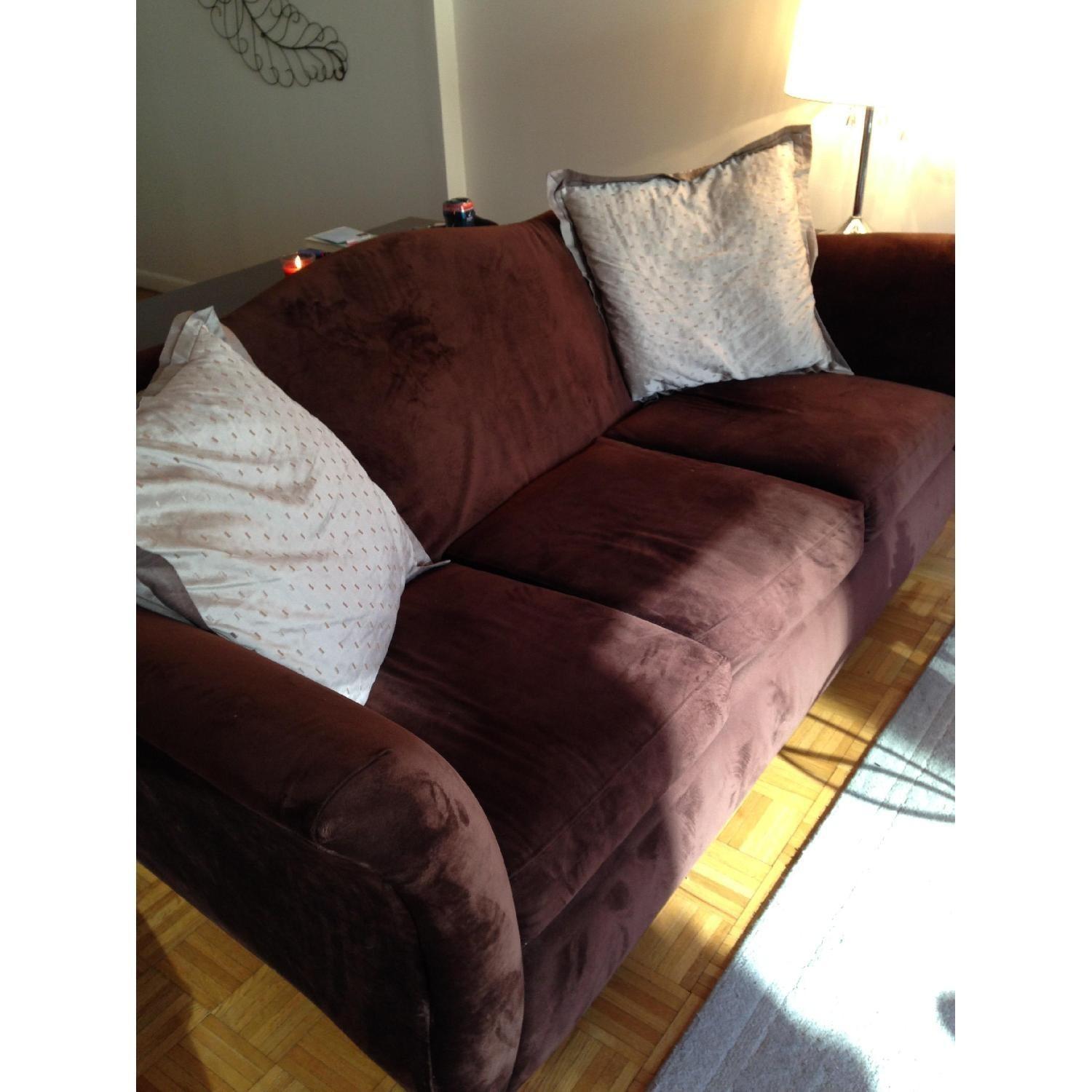 Brown Velvet 3 Seater Sofa - image-1