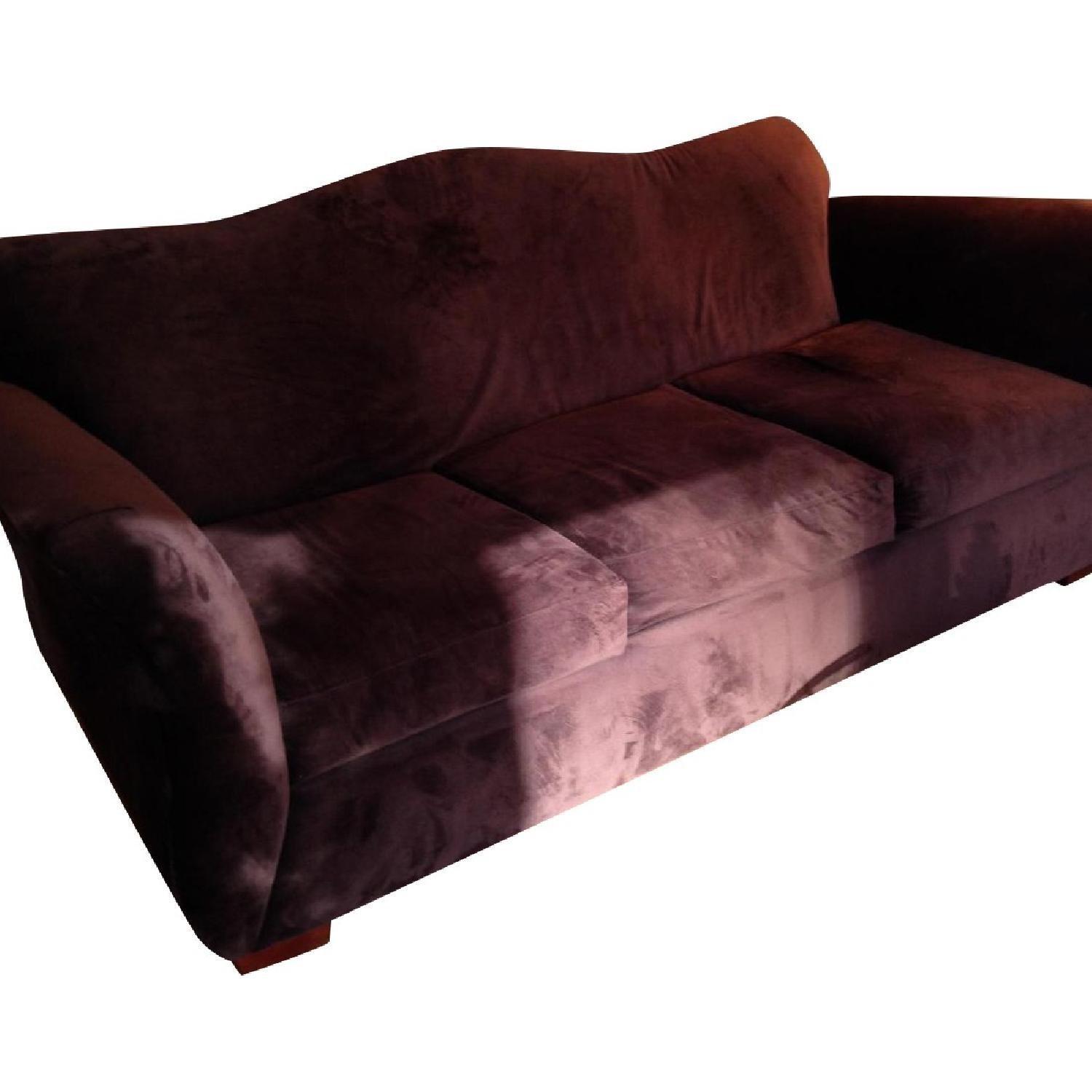 Brown Velvet 3 Seater Sofa - image-0