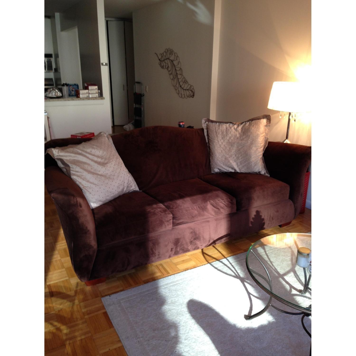 Brown Velvet 3 Seater Sofa - image-2