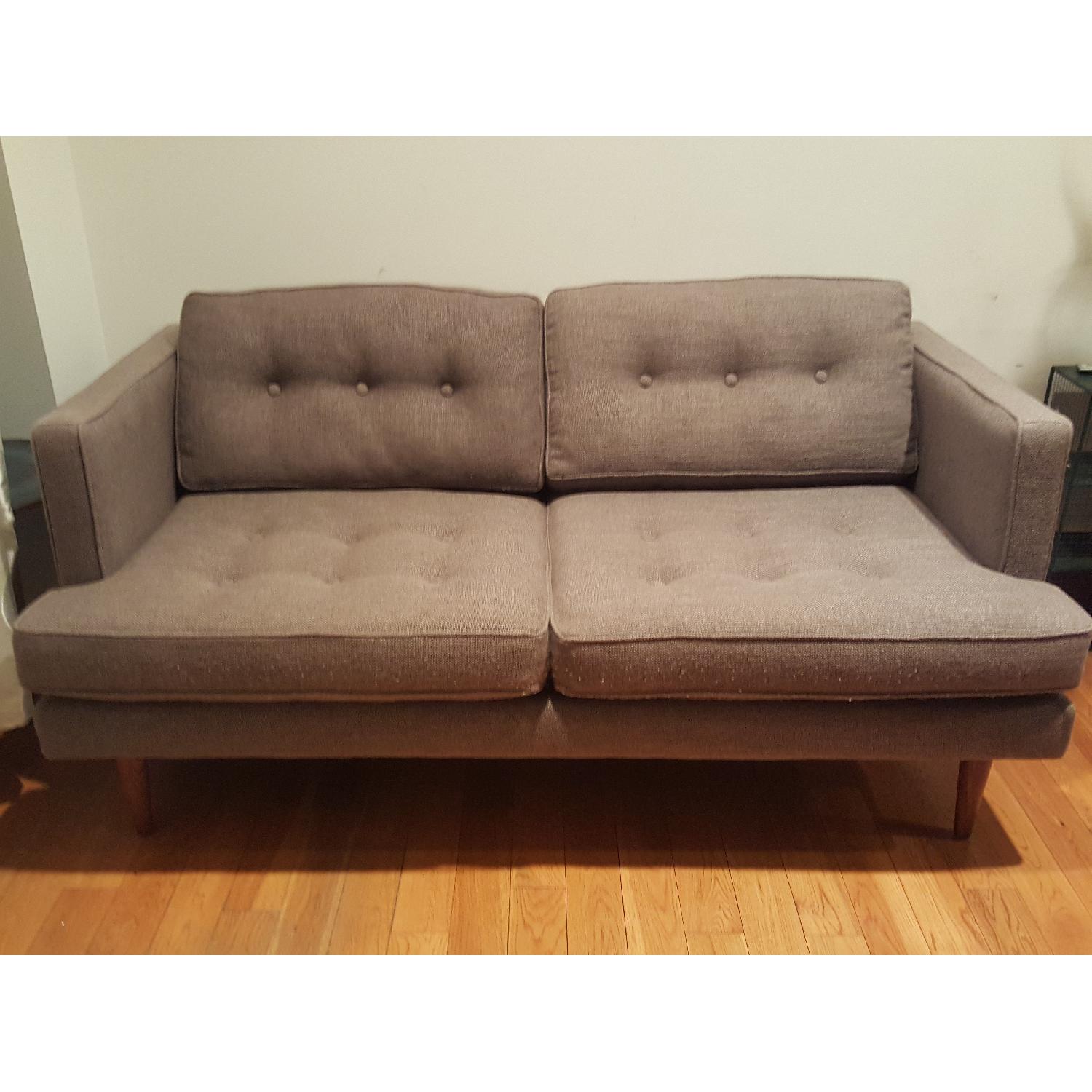 West Elm Peggy Mid-Century LoveSeat in Grey Pebble Weave - image-1