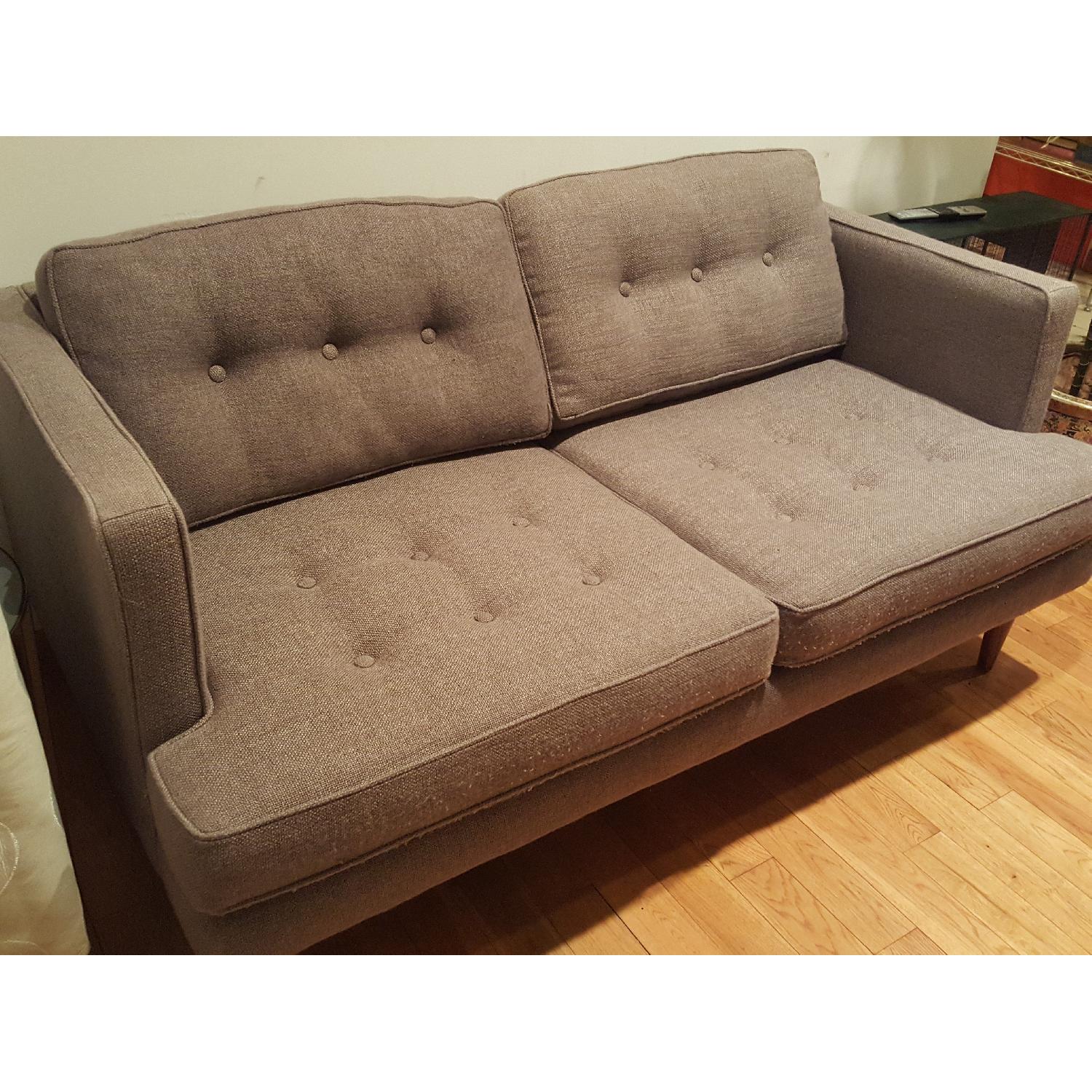 West Elm Peggy Mid-Century LoveSeat in Grey Pebble Weave - image-3