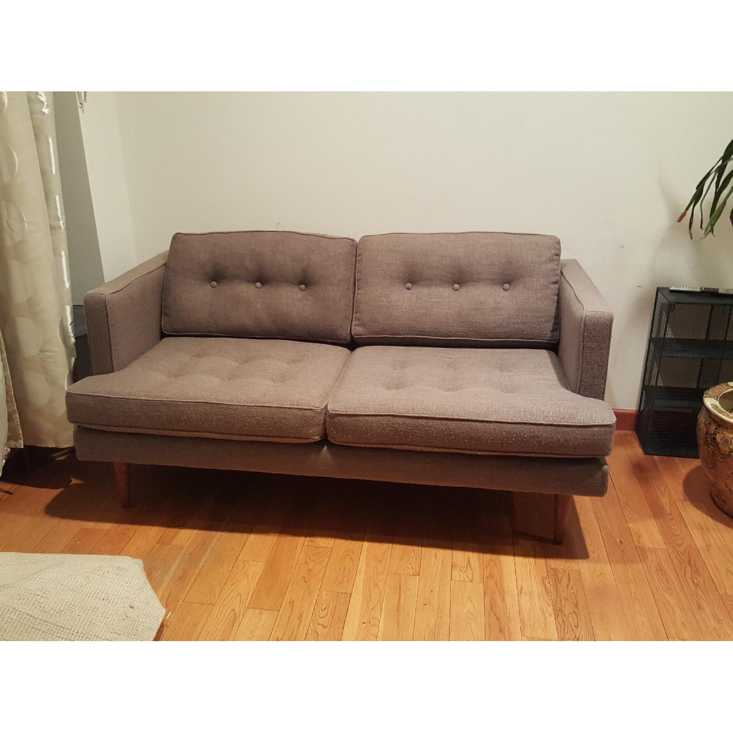 West Elm Peggy Mid-Century LoveSeat in Grey Pebble Weave - image-5