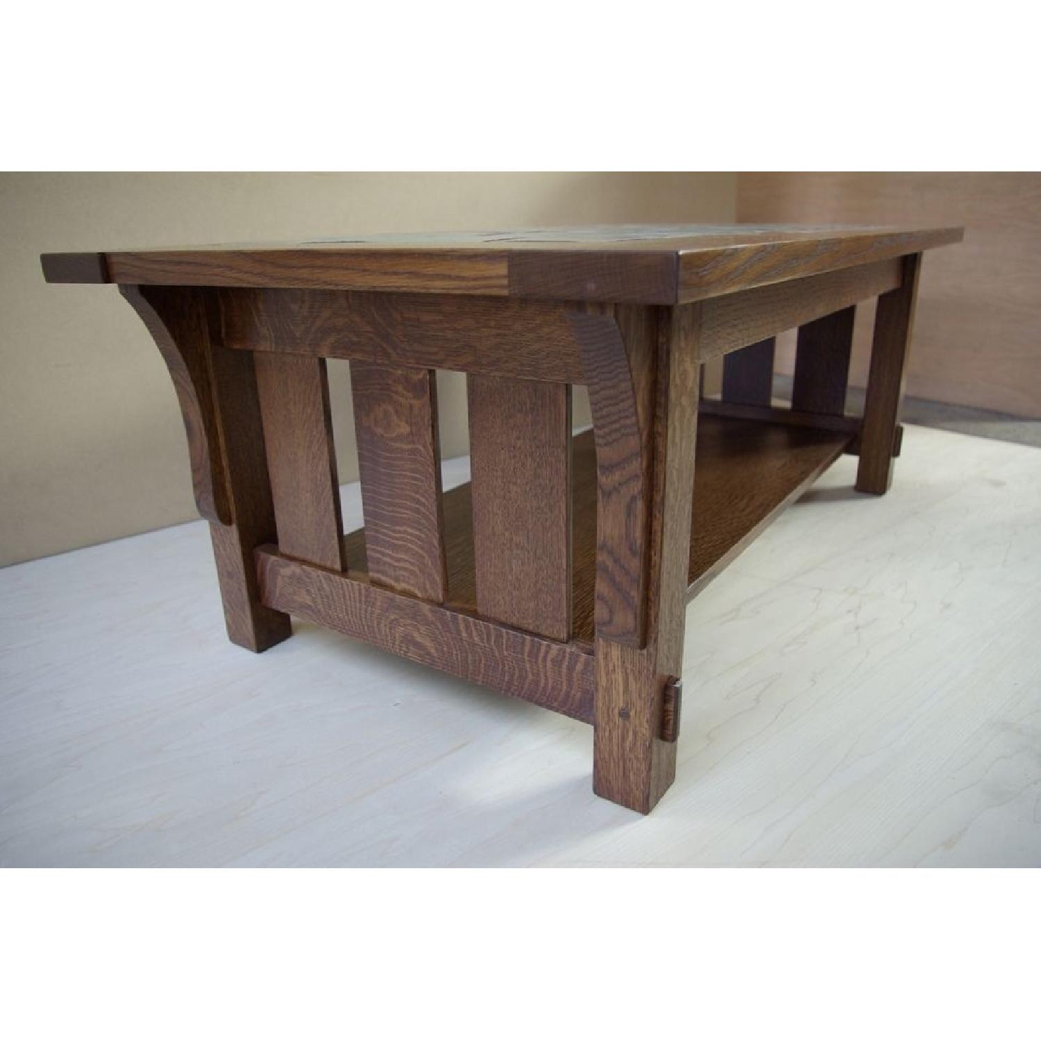 Custom Made Arts & Crafts Style Solid Oak Coffee Table - image-1