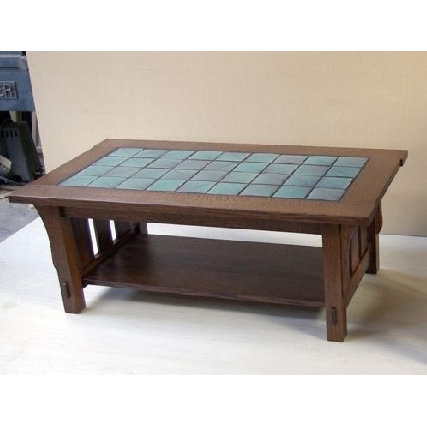 Custom Made Arts & Crafts Style Solid Oak Coffee Table - image-2