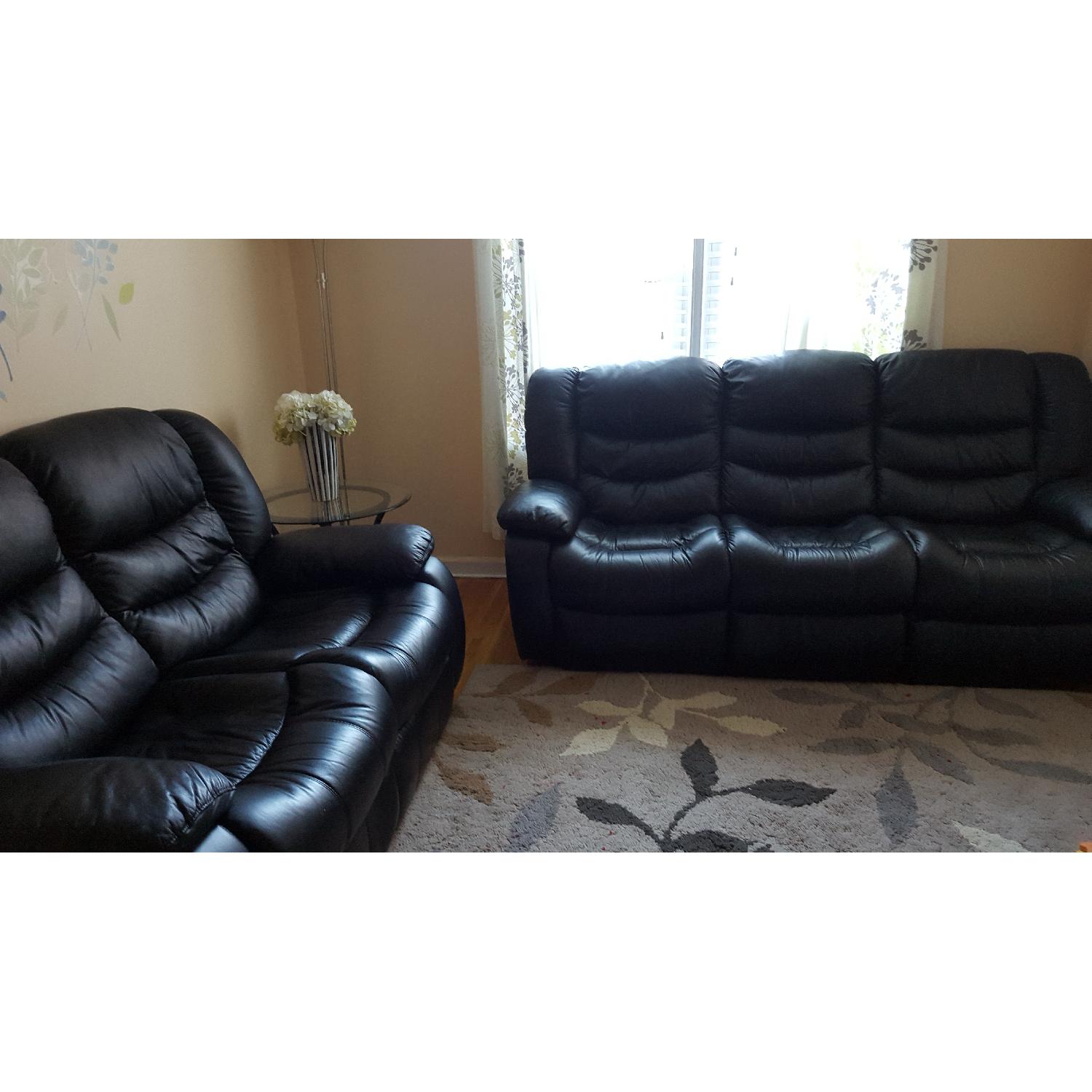 Leather Reclining Sofa + Loveseat - image-1