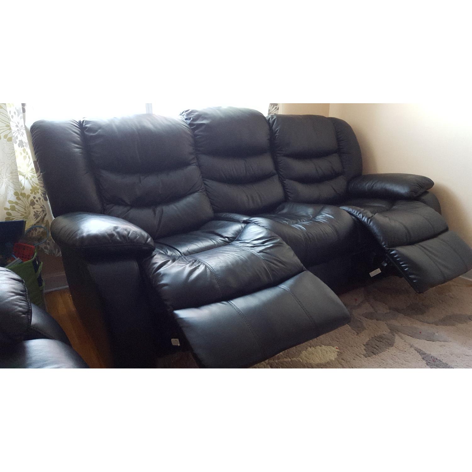Leather Reclining Sofa + Loveseat - image-2