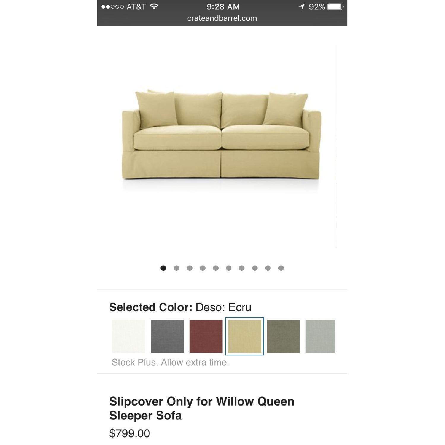 Crate & Barrel Willow Queen Sleeper Sofa w/ Custom Slipcover - image-1