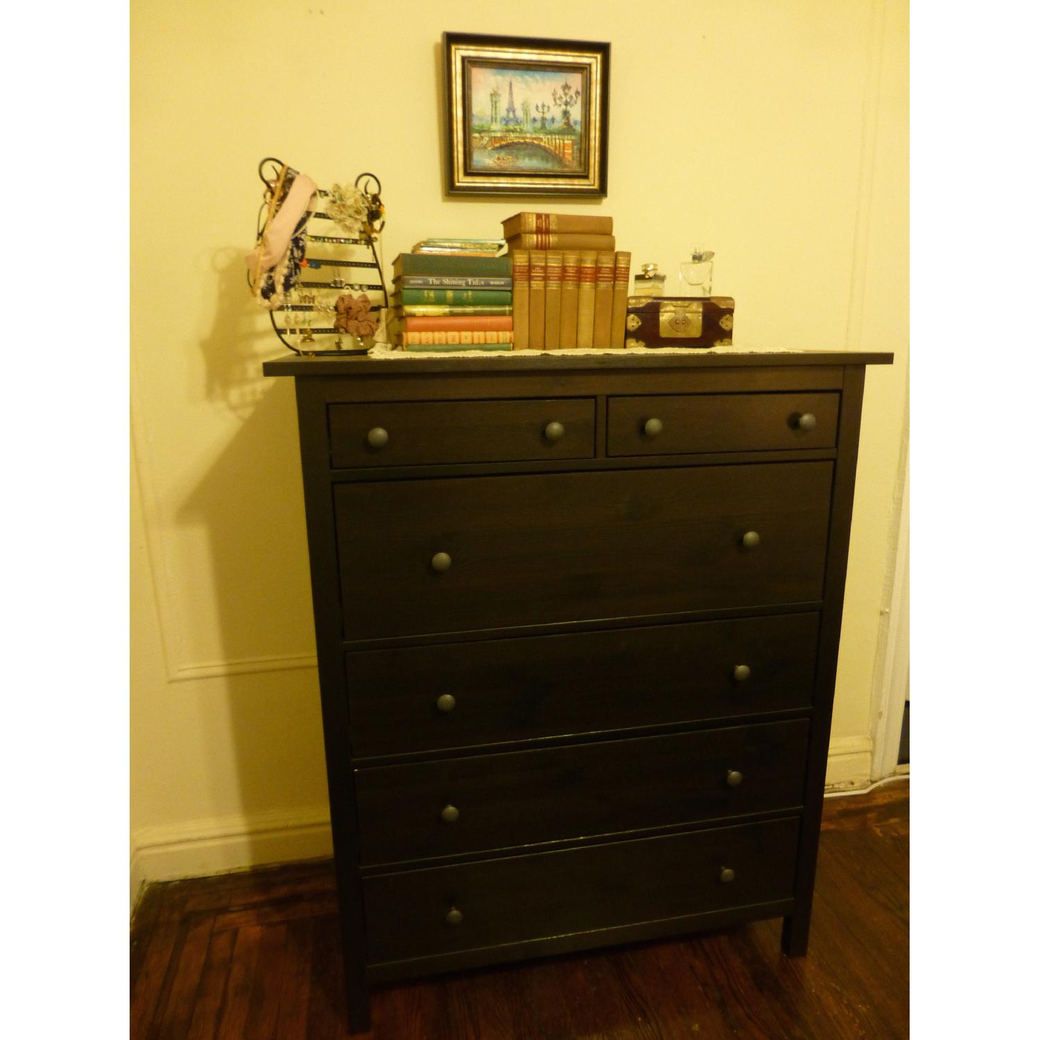 Ikea Hemnes 6 Drawer Chest in Black-Brown - AptDeco