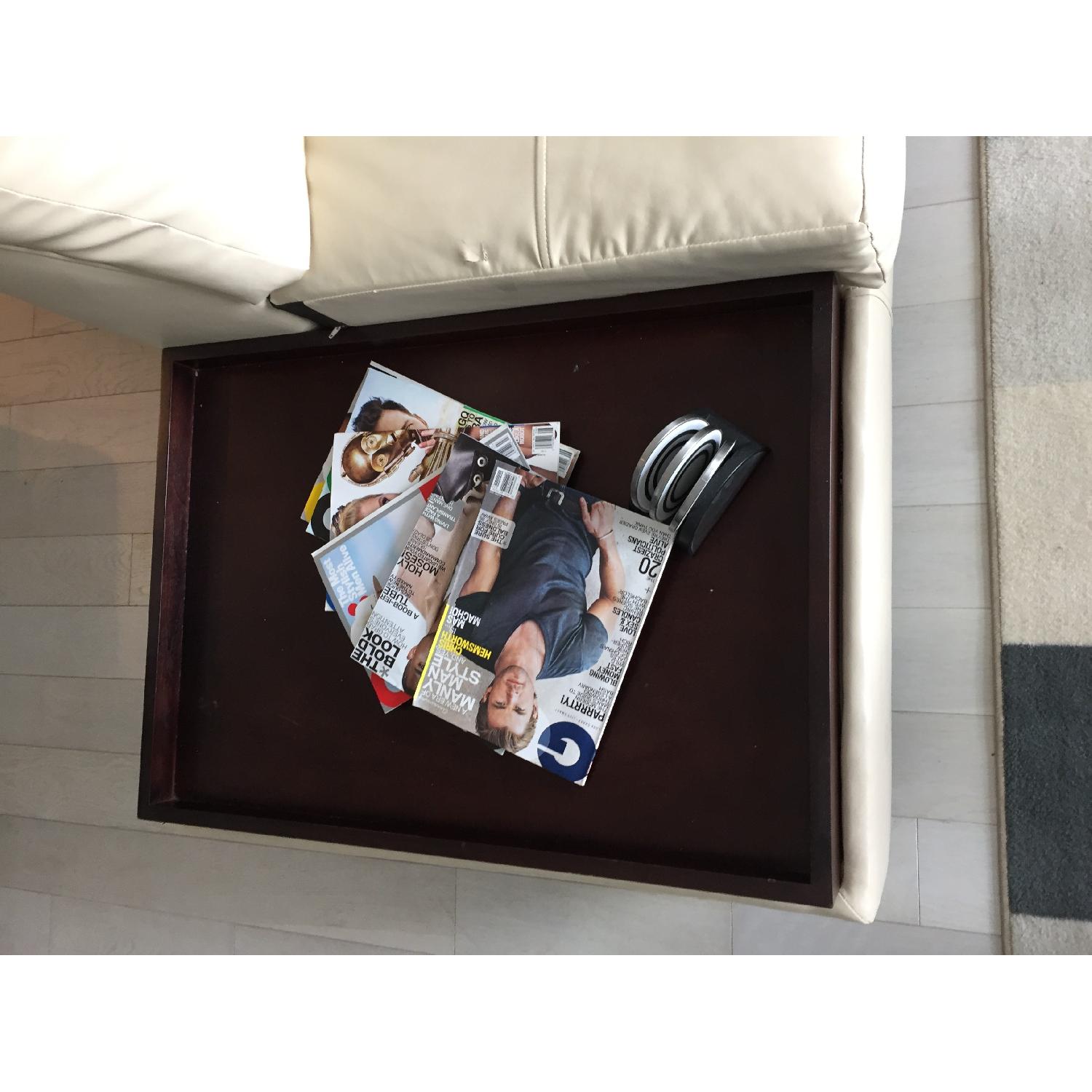 Darvin Furniture Cream Faux Leather Sectional Sofa - image-3