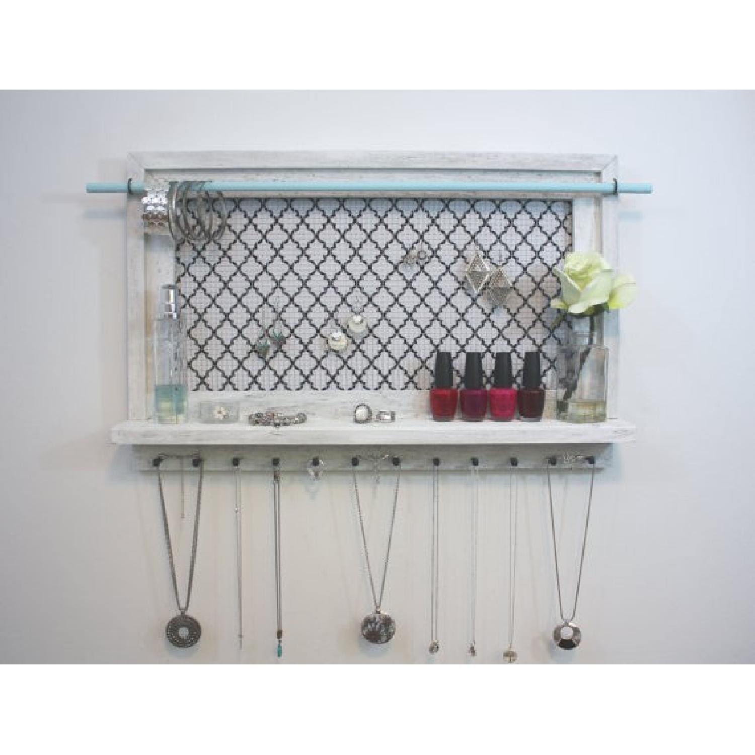 White Dry Brushed Rustic Barnwood Jewelry Organizer - image-1