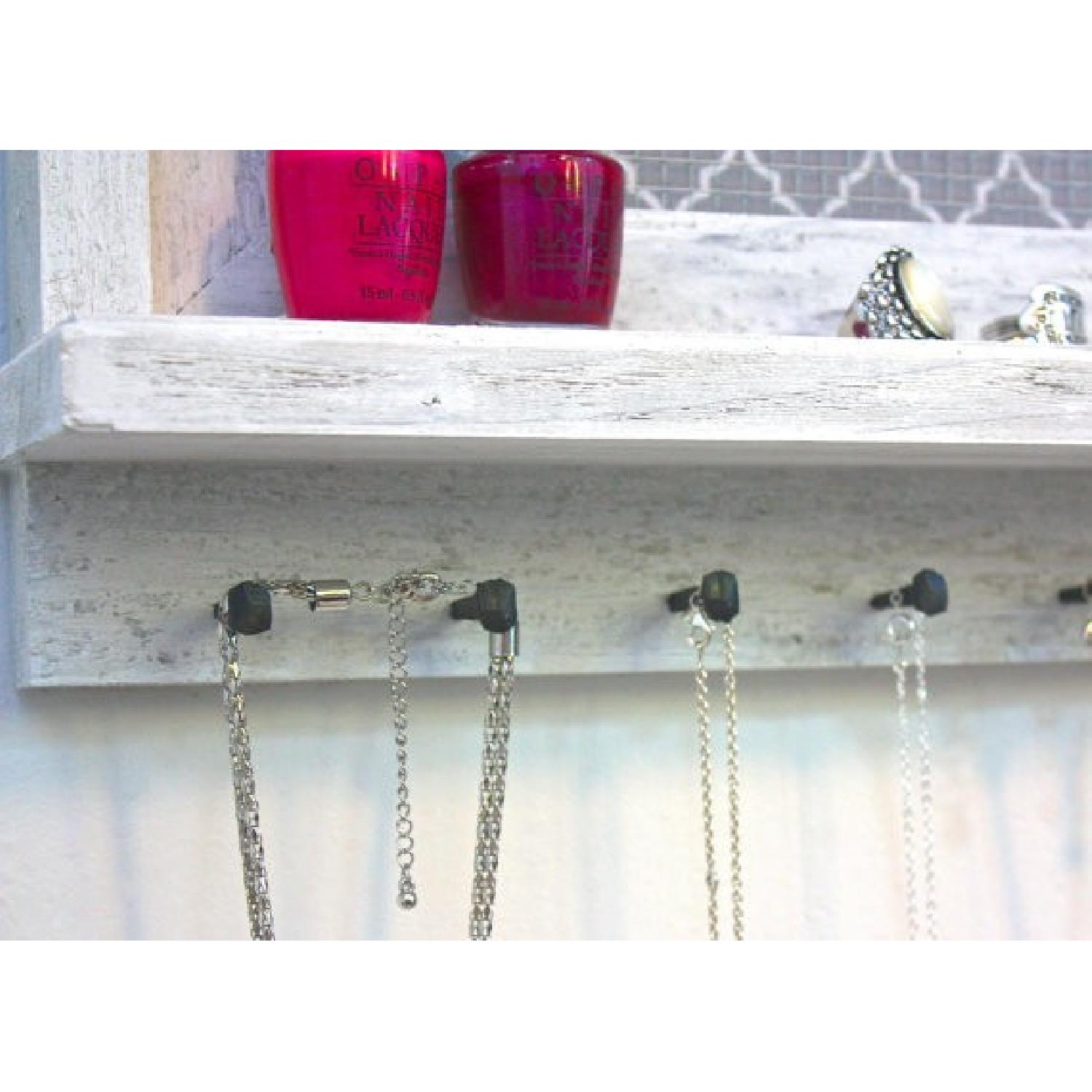 White Dry Brushed Rustic Barnwood Jewelry Organizer - image-2