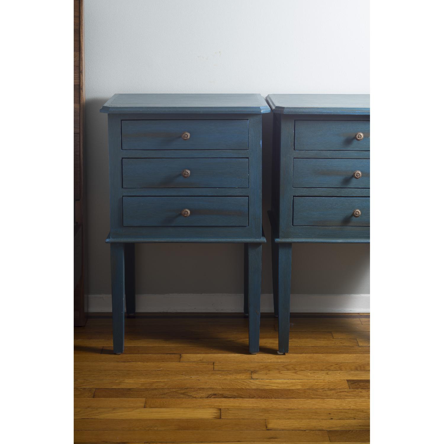 Cerulean Blue Rustic Nightstands Pair Aptdeco
