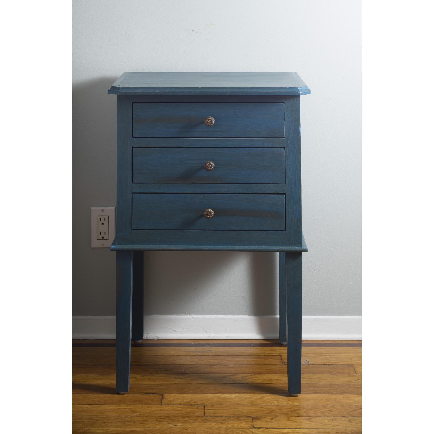 Cerulean Blue Rustic Nightstands Pair Aptdeco