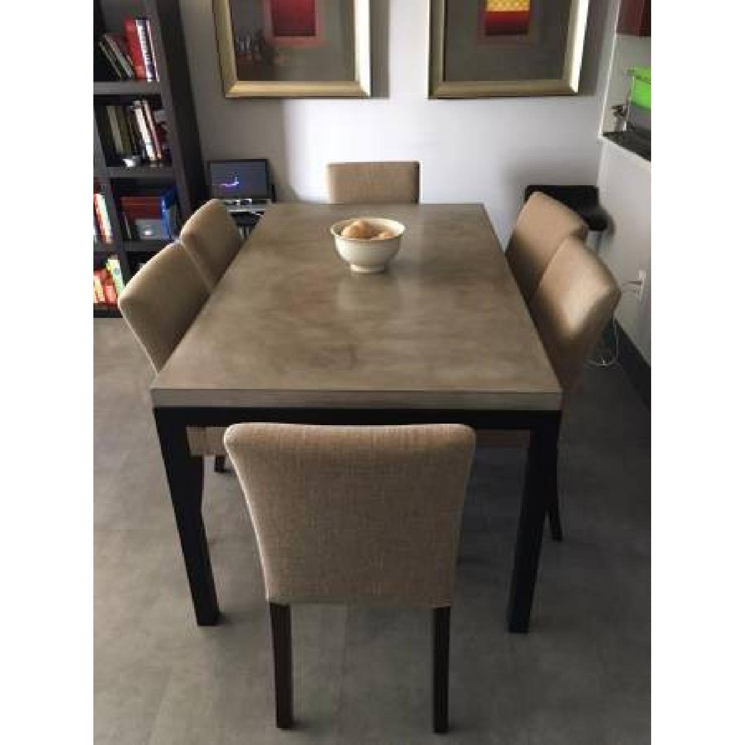 Crate & Barrel Parsons Concrete Top Dining Table w/ 6 Chairs - image-1