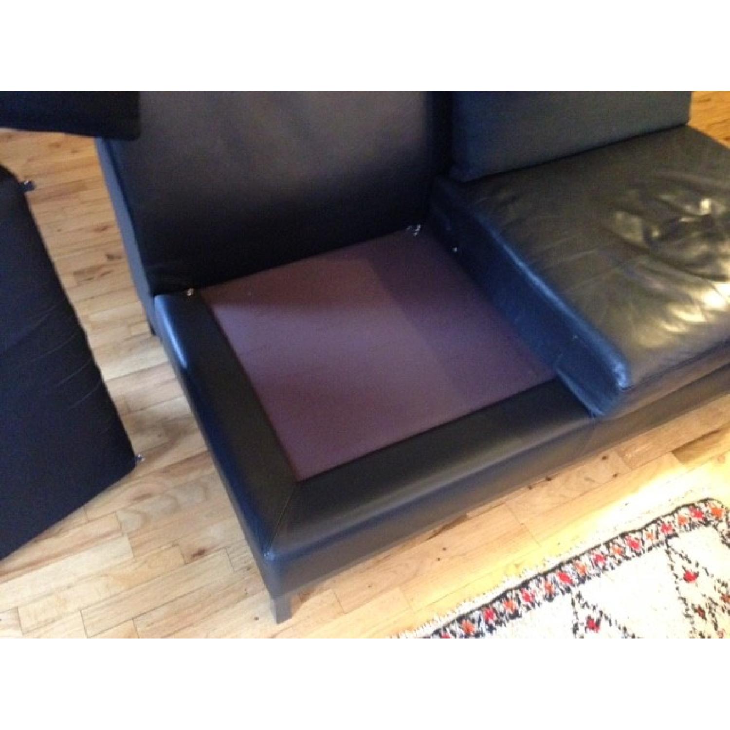 Calvin Klein Home Black Leather Sectional Sofa W Fabric Pillows