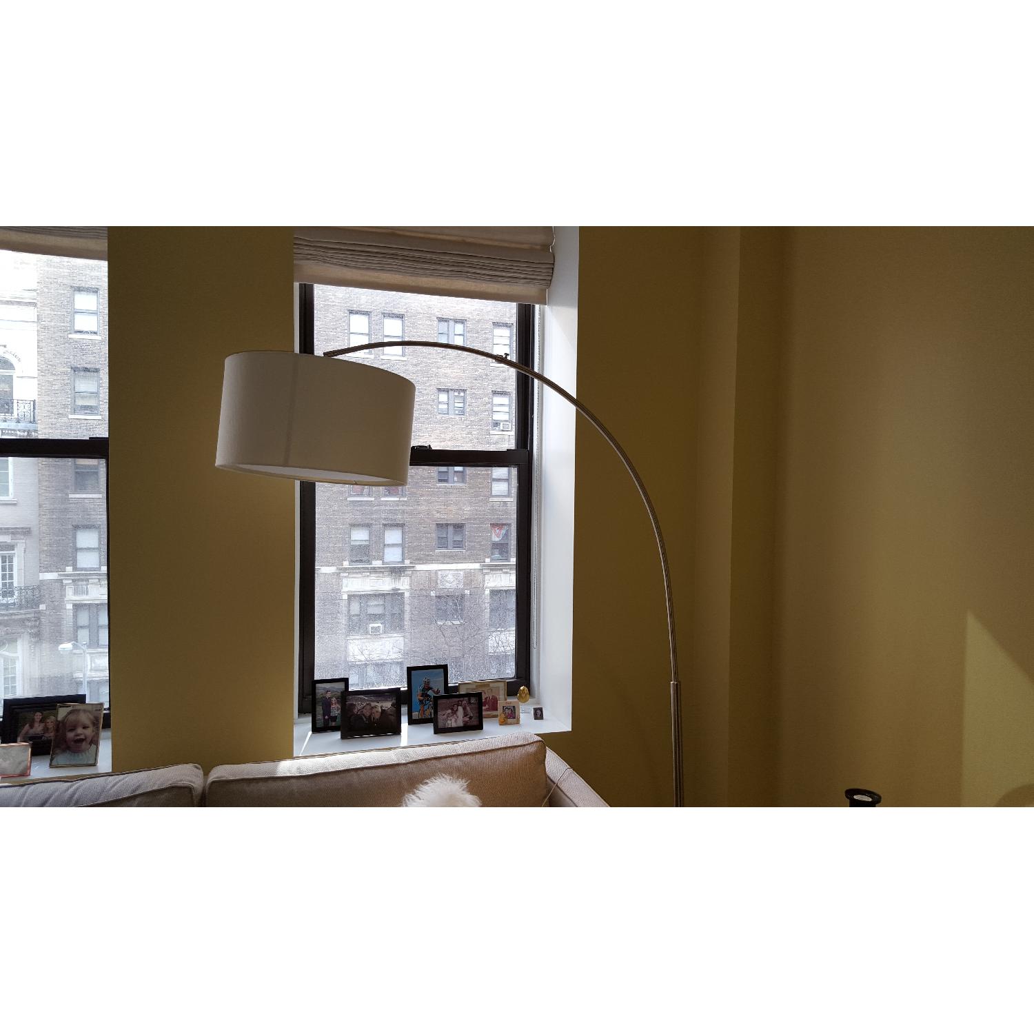 West Elm Overarching Floor Lamp w/ Linen Shade - image-2