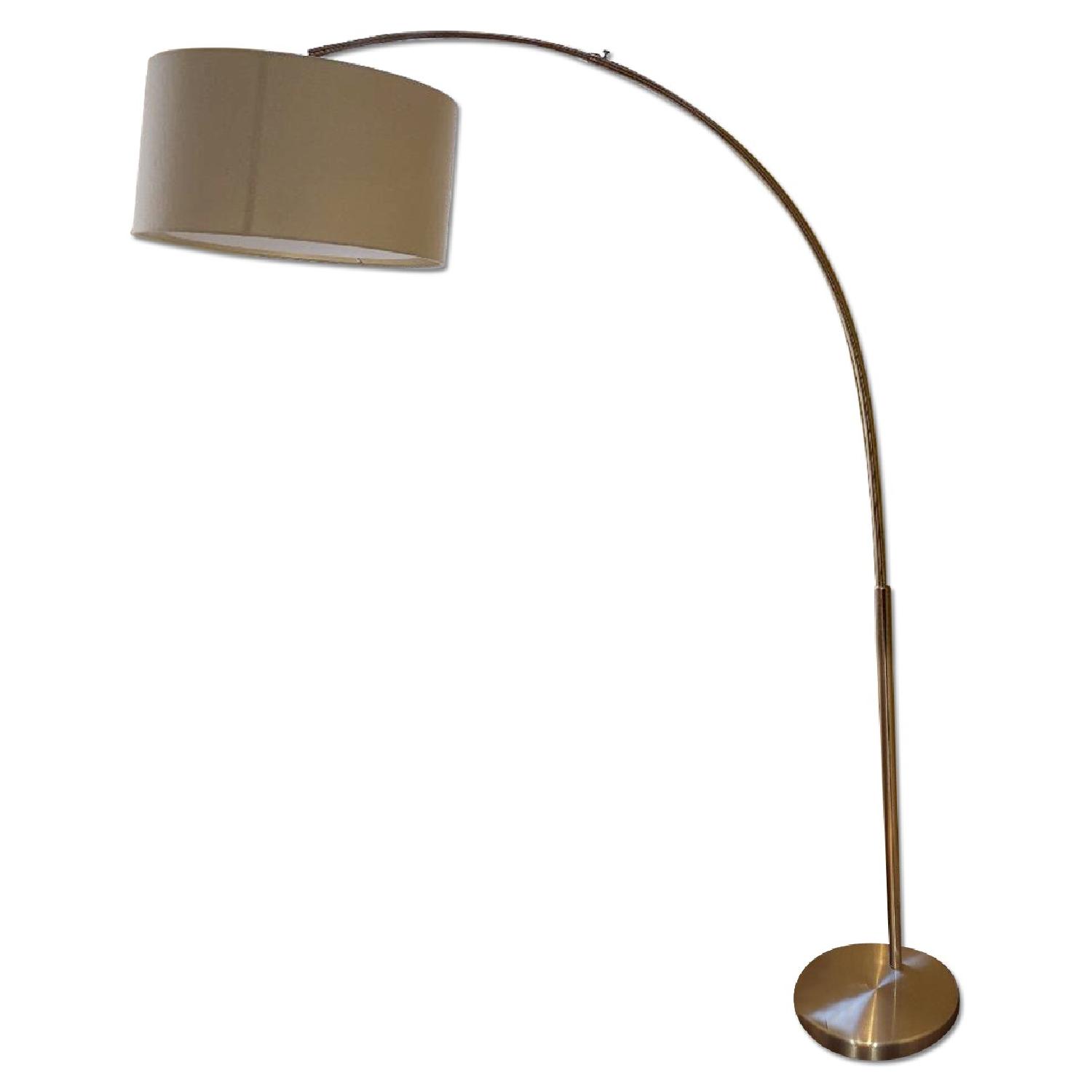 West Elm Overarching Floor Lamp w/ Linen Shade - image-0