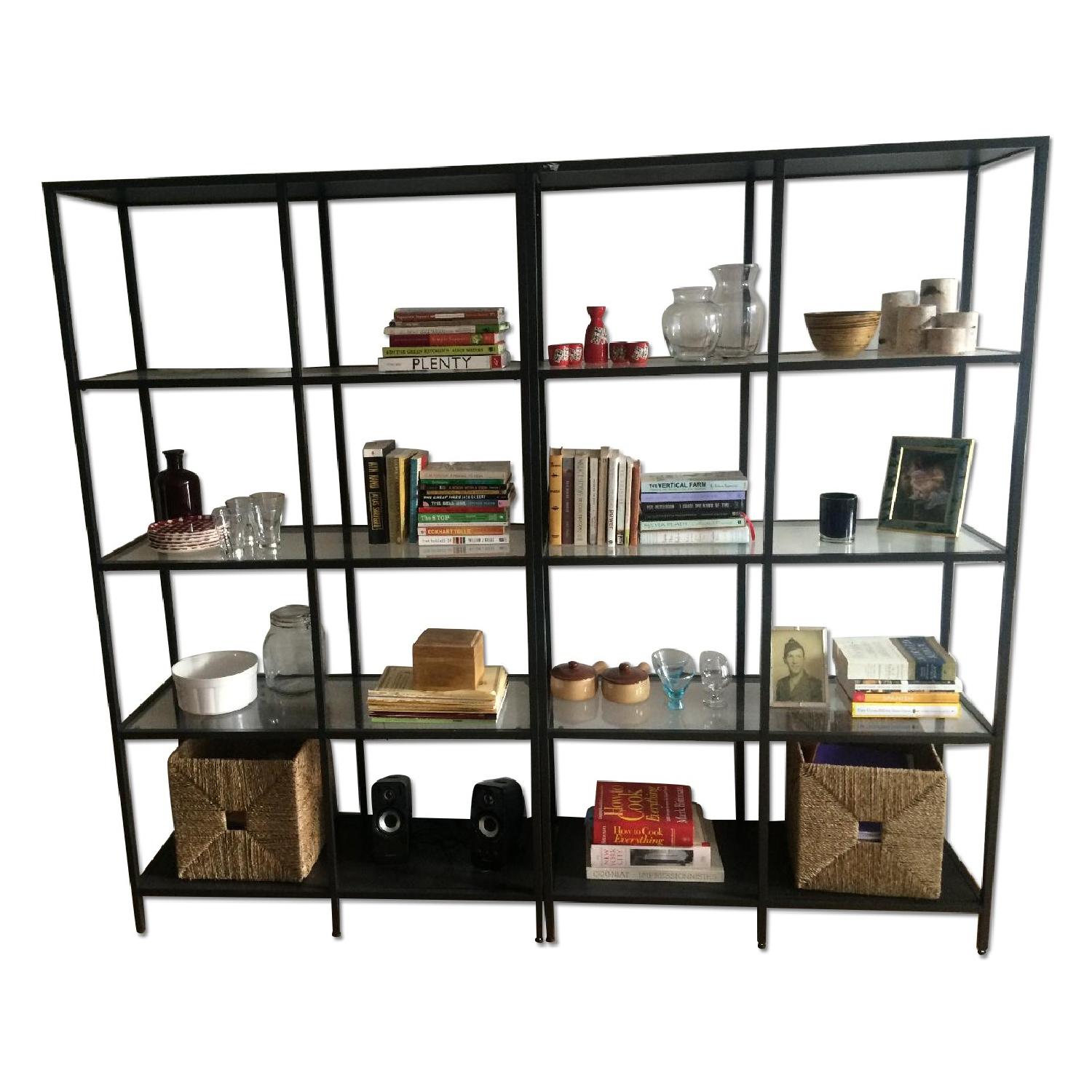 Ikea Vittsjo Metal & Glass Shelves Pair AptDeco