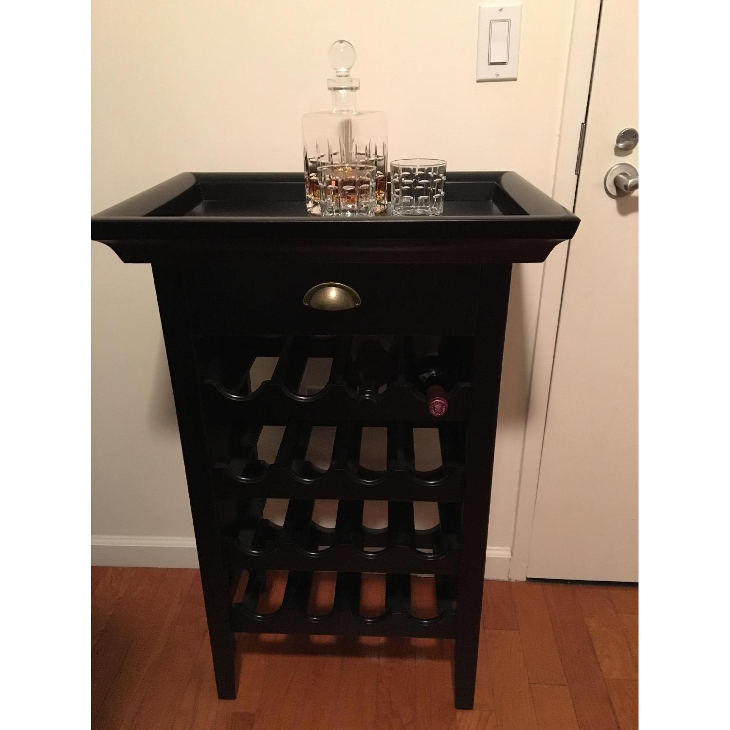 Black Wooden Wine Rack w/ Removable Tray Top - image-1