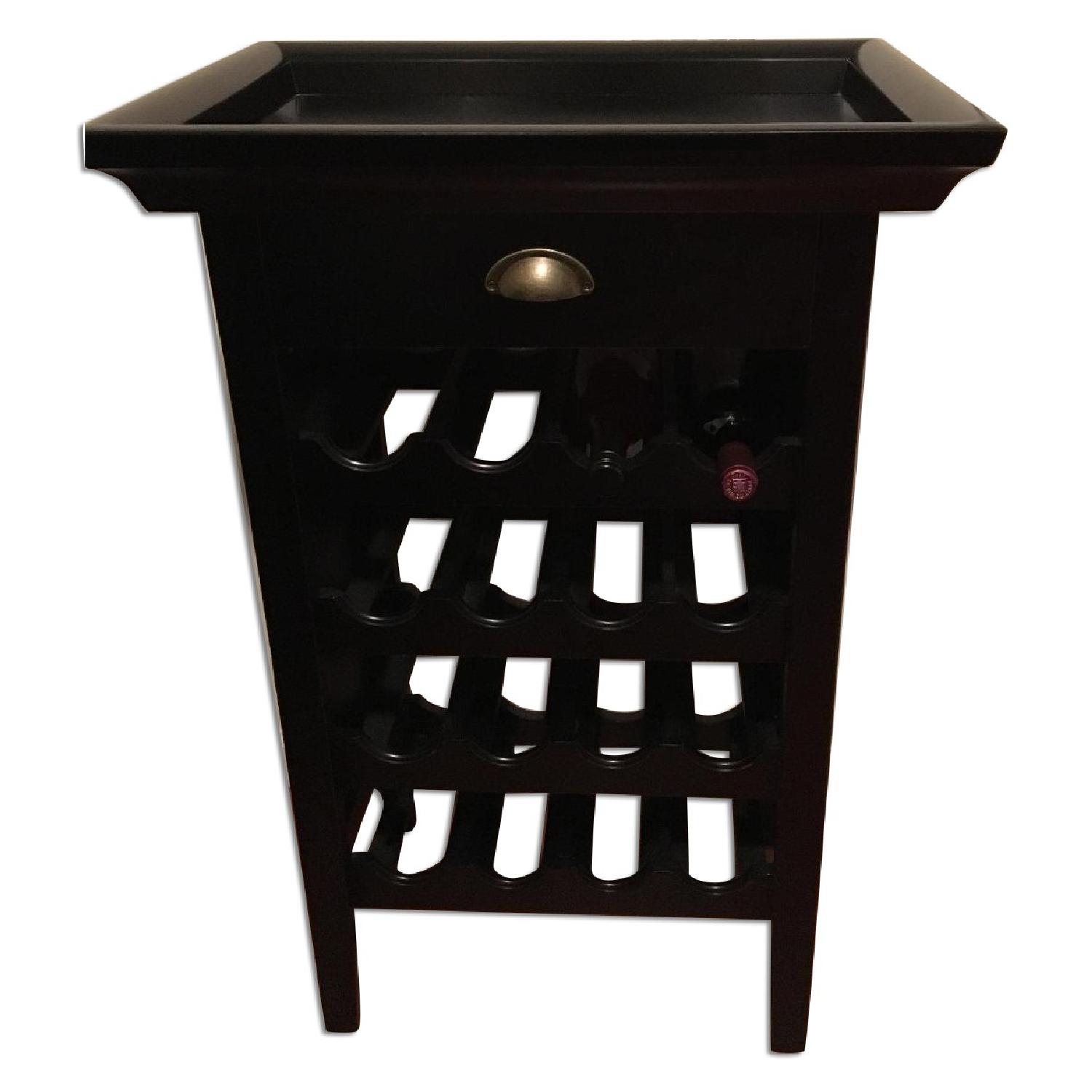 Black Wooden Wine Rack w/ Removable Tray Top - image-0