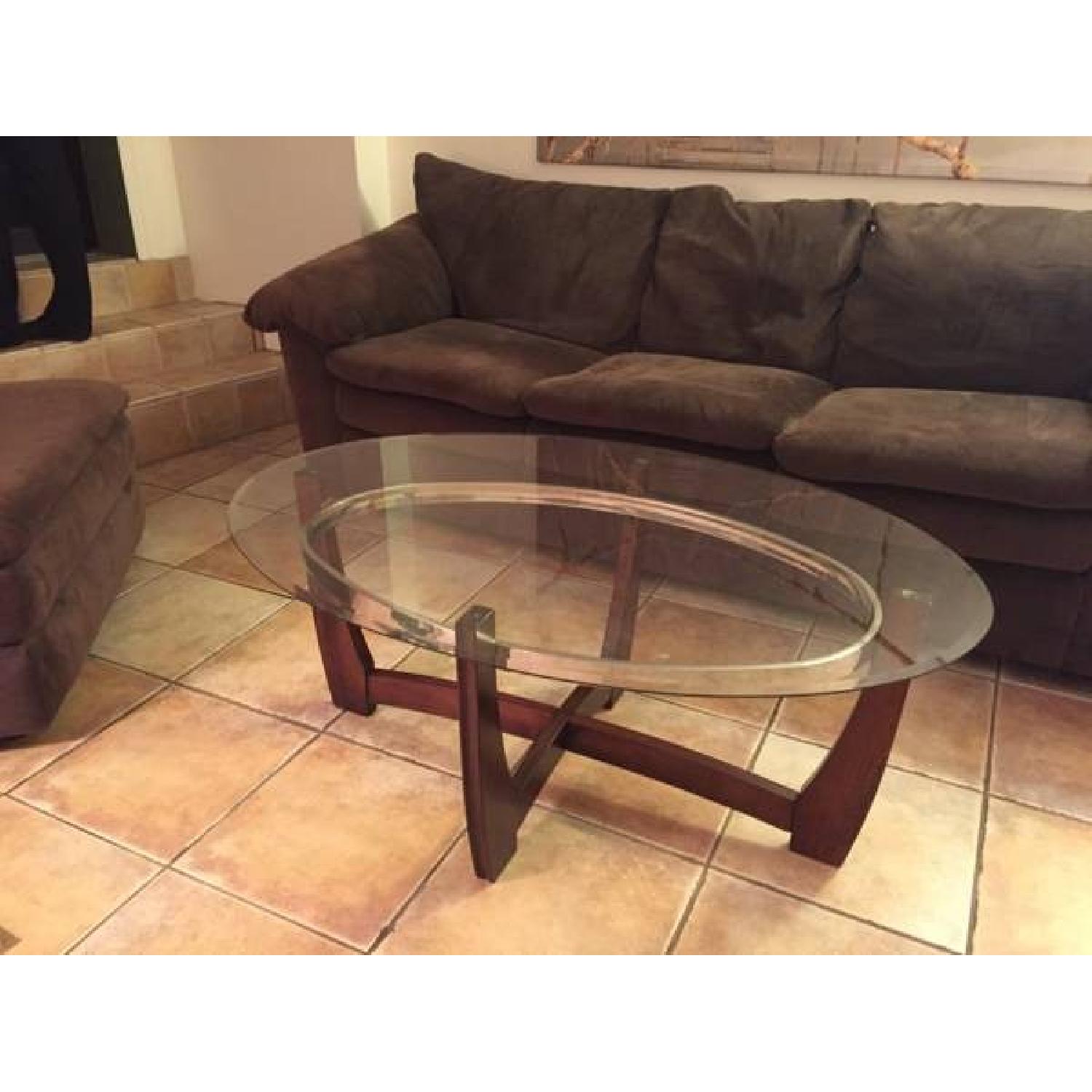 City Furniture Glass Oval Coffee Table - image-1