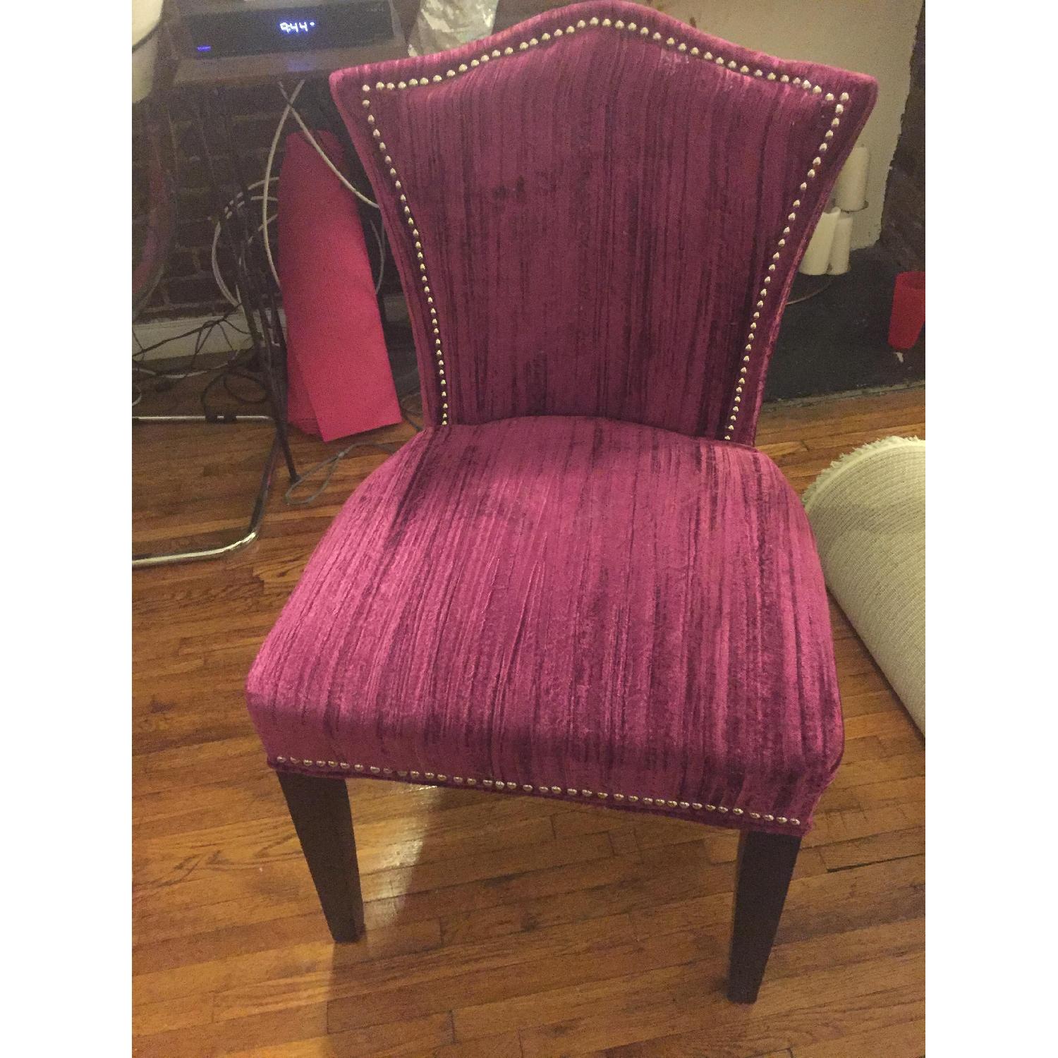Home Goods Faux Velvet Royal Purple Studded Upholstered Chair - image-1