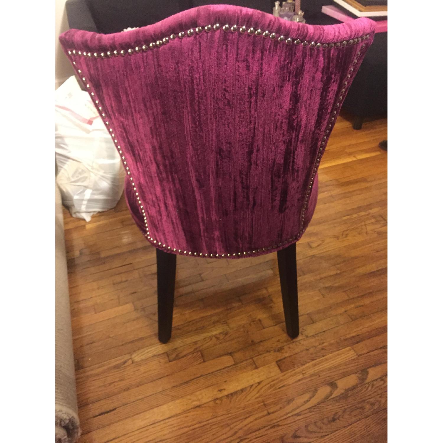 Home Goods Faux Velvet Royal Purple Studded Upholstered Chair - image-2