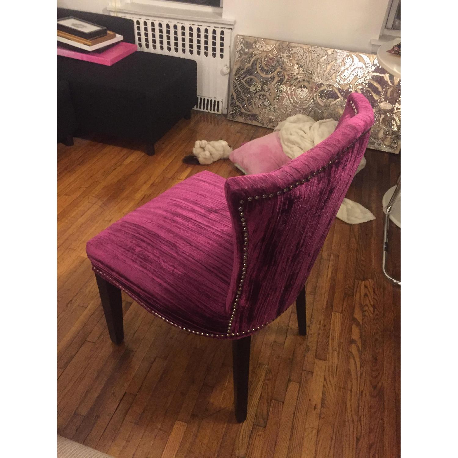 Home Goods Faux Velvet Royal Purple Studded Upholstered Chair - image-3