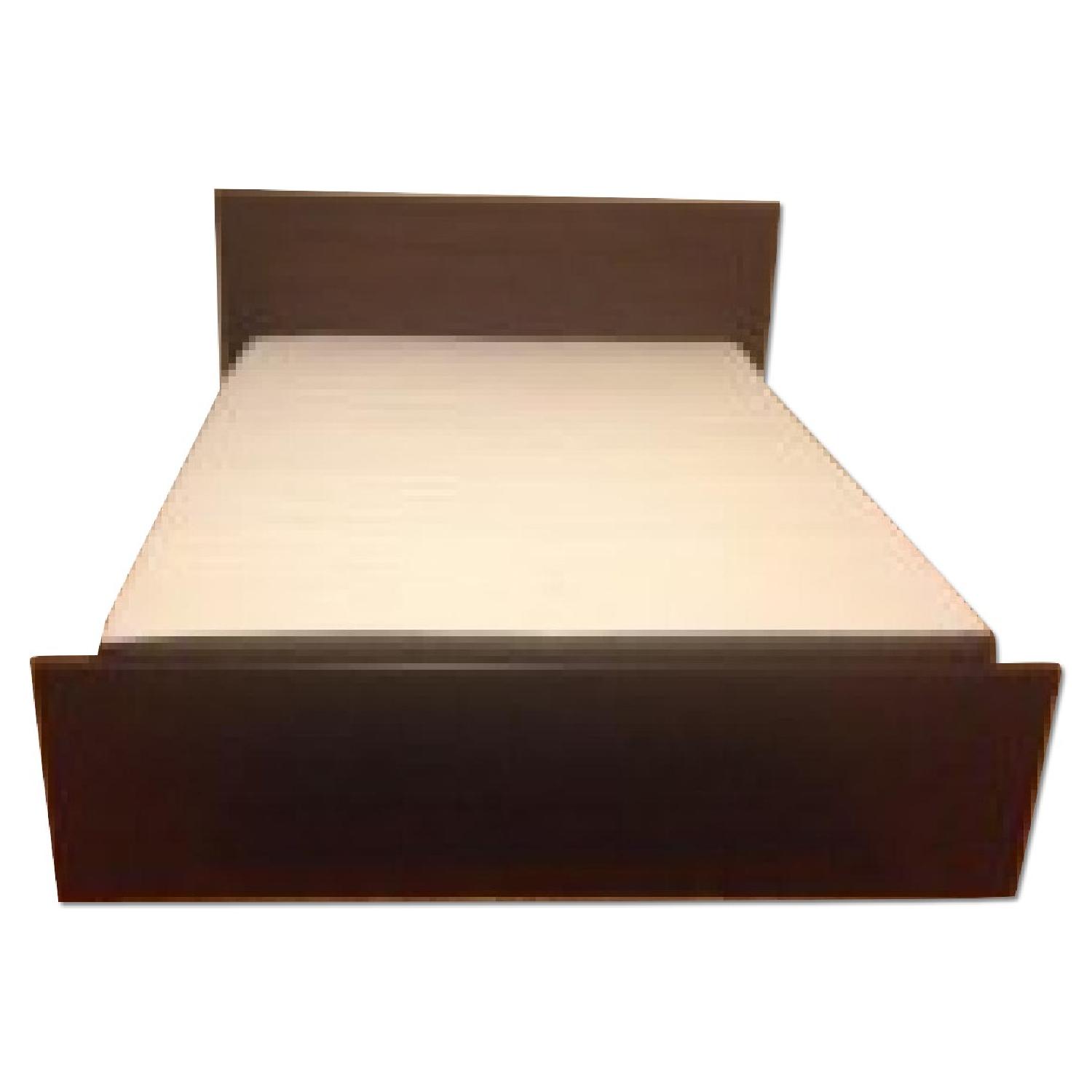 Ikea Brimnes Brown Queen Bed Frame w/ 4 Storage Boxes AptDeco
