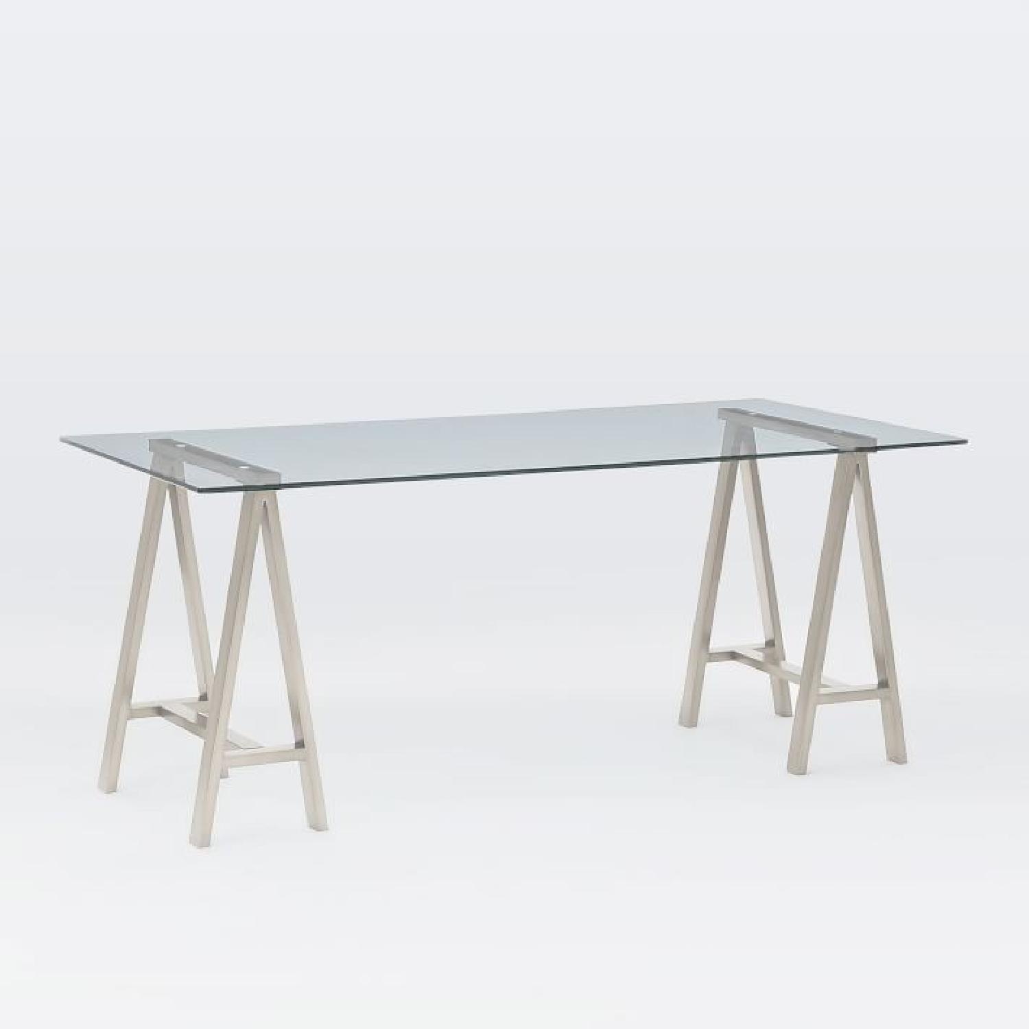 West Elm Chrome & Glass Desk/Dining Table - image-1