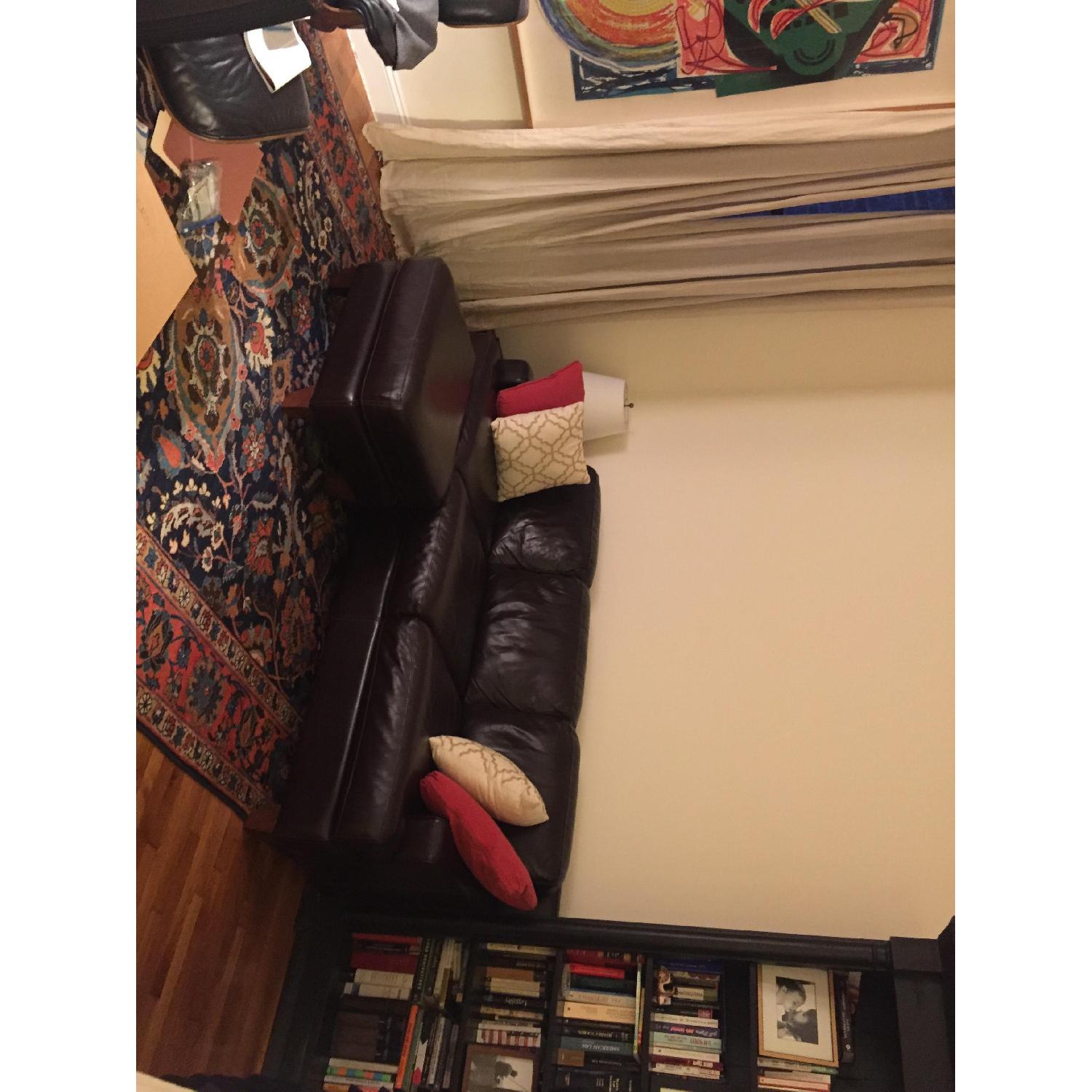 Macy's Chateau D'ax Brown Leather Sofa & Ottoman - image-1