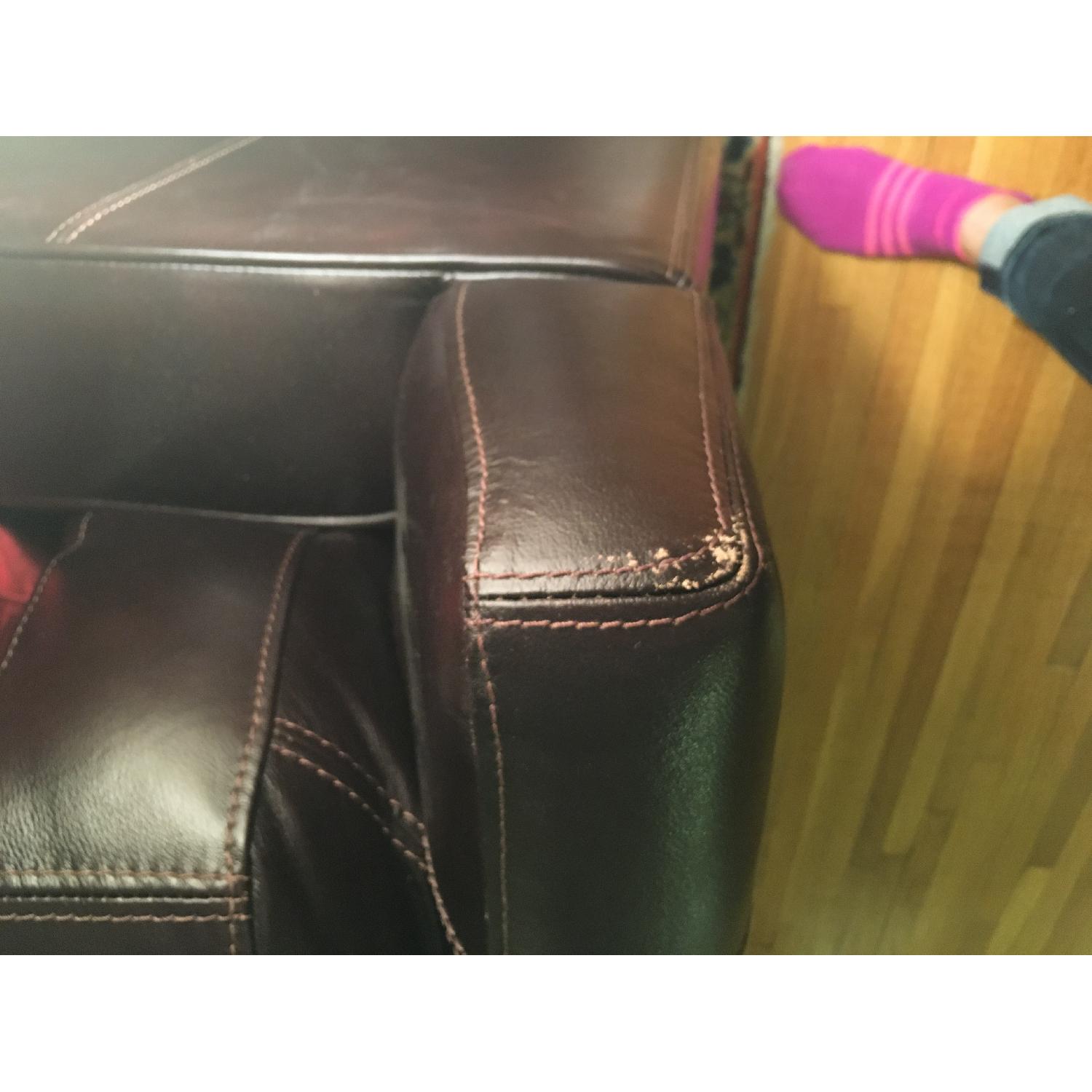 Macy's Chateau D'ax Brown Leather Sofa & Ottoman - image-4