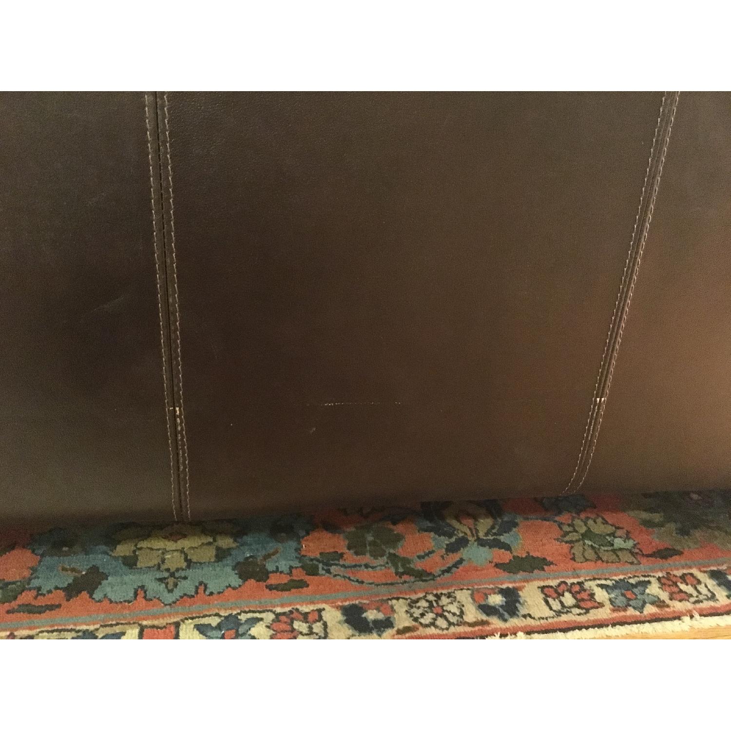 Macy's Chateau D'ax Brown Leather Sofa & Ottoman AptDeco