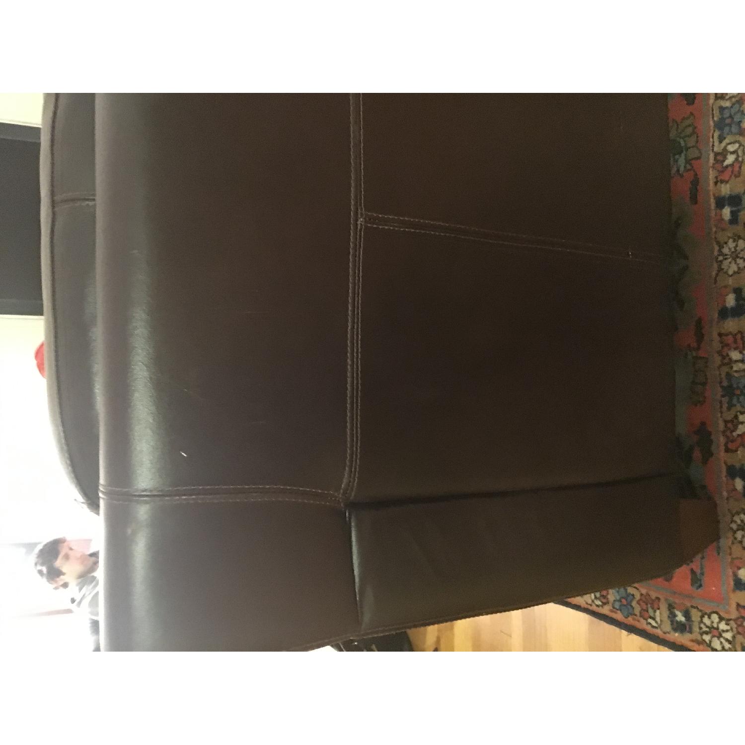 Macy's Chateau D'ax Brown Leather Sofa & Ottoman AptDeco