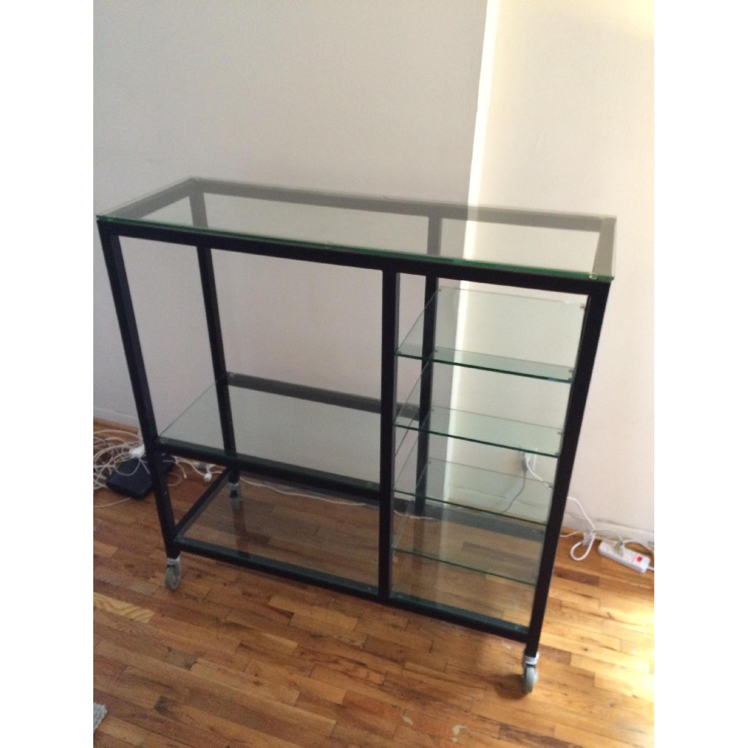 Natural Steel & Glass Shelving Unit AptDeco