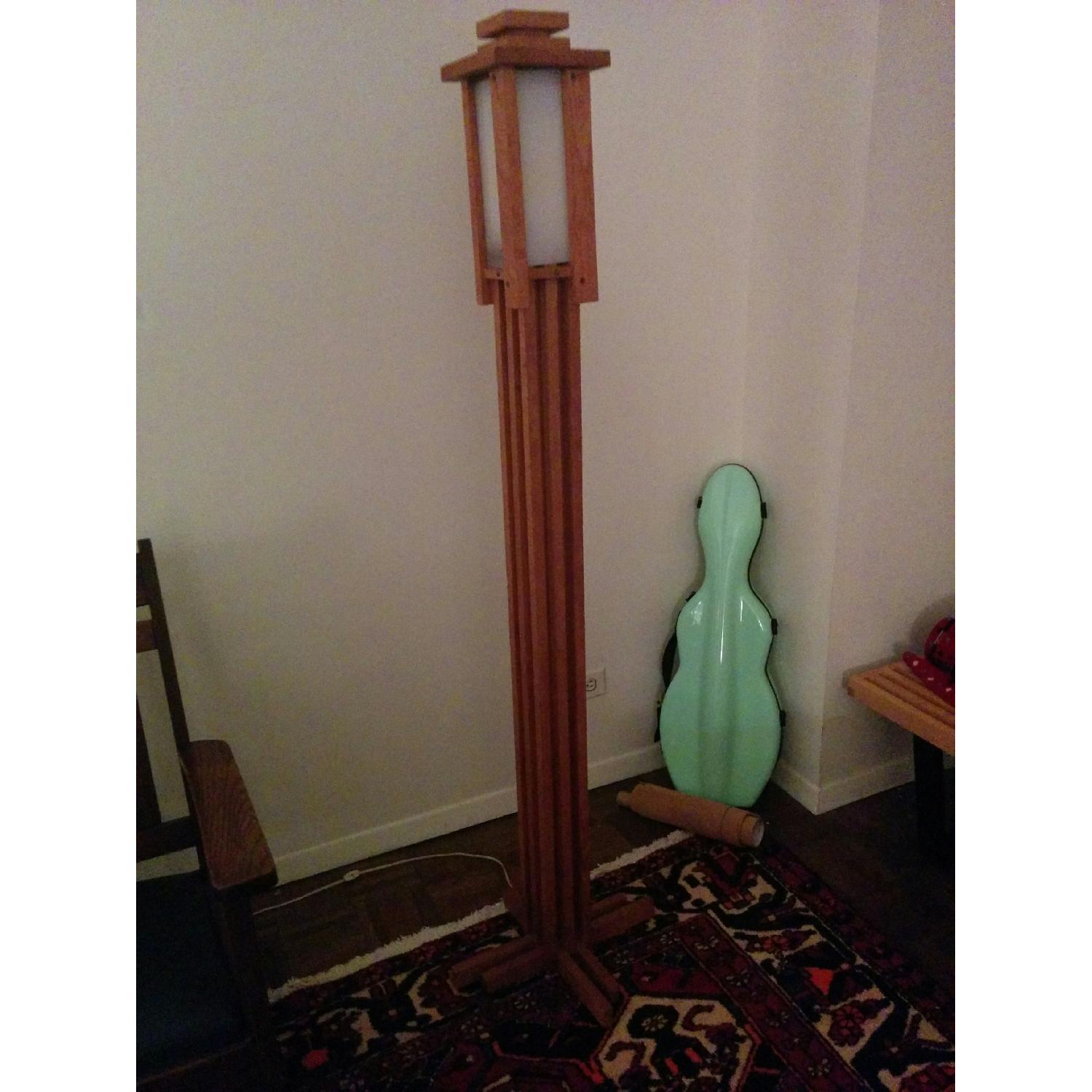 Vintage Handmade Craftsman Modern Arts Crafts Mission Oak Floor Lamp - image-2